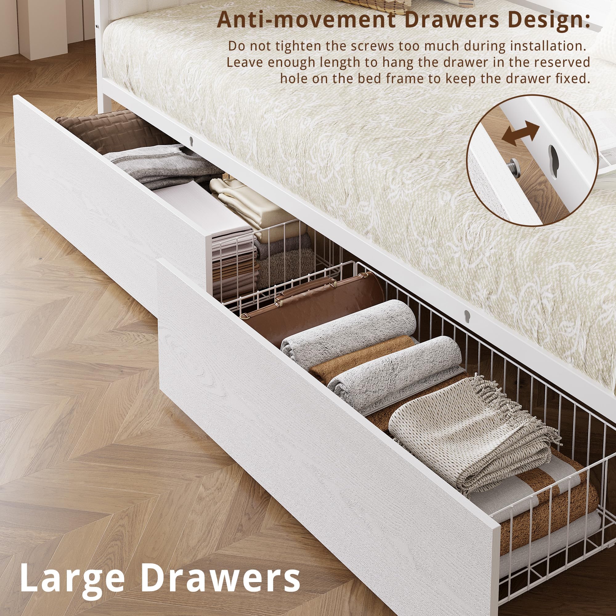 Twin Size Daybed with Storage Drawers and Charging Station