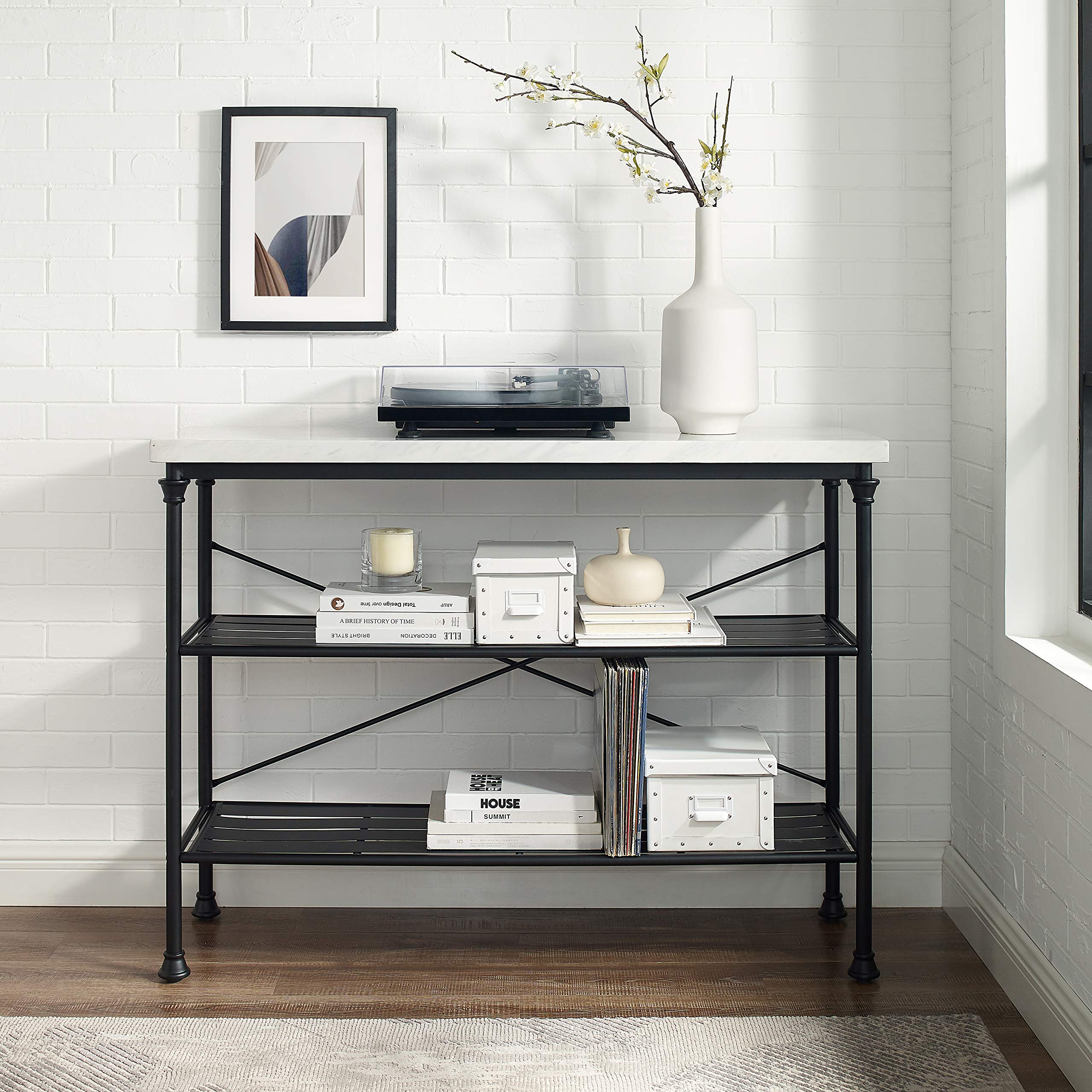Madeleine Sofa Console Table with Storage Shelves