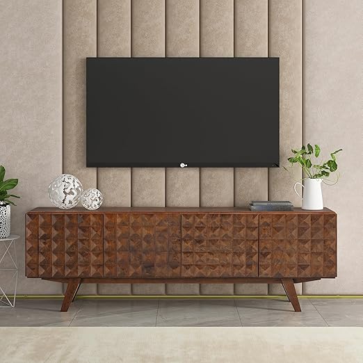 Sapa Mid-Century Modern Solid Wood TV Stand 4-Door Media Console