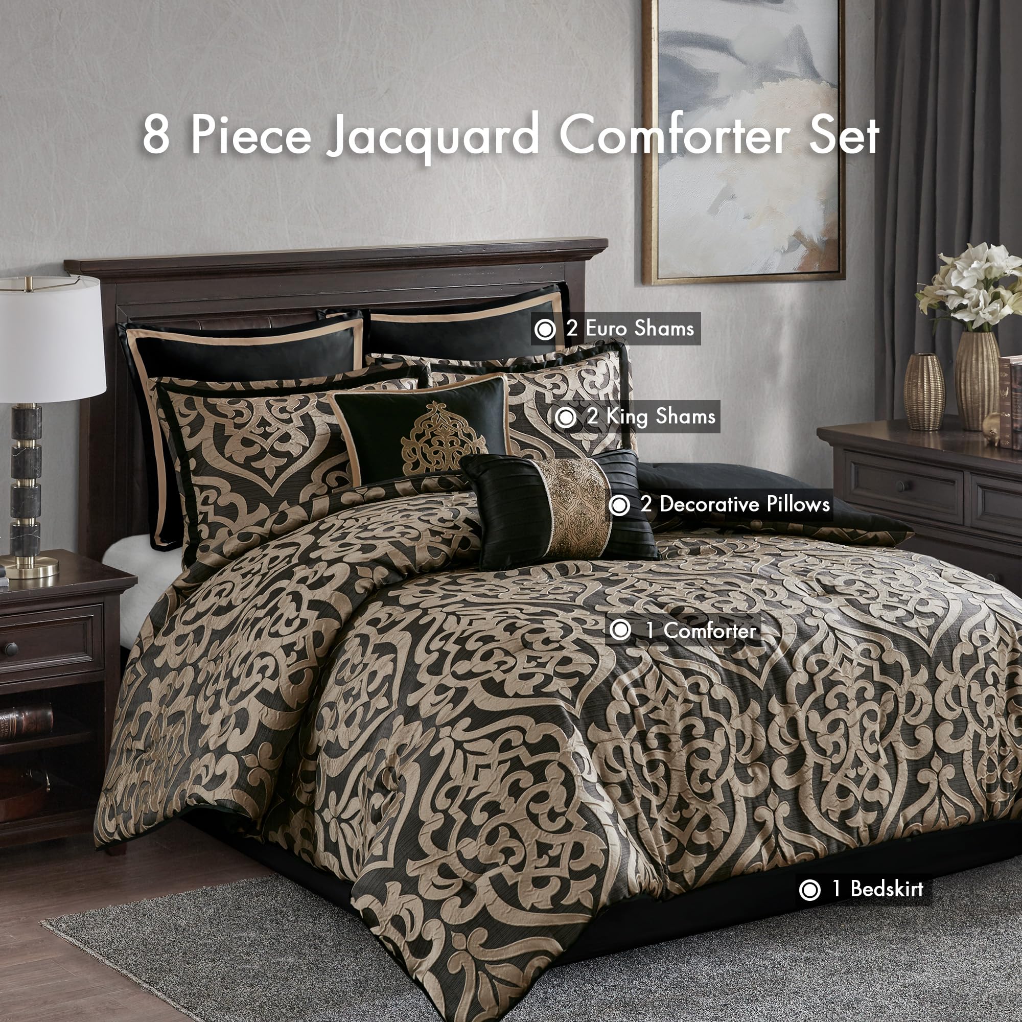 8-Piece Jacquard Comforter Set King