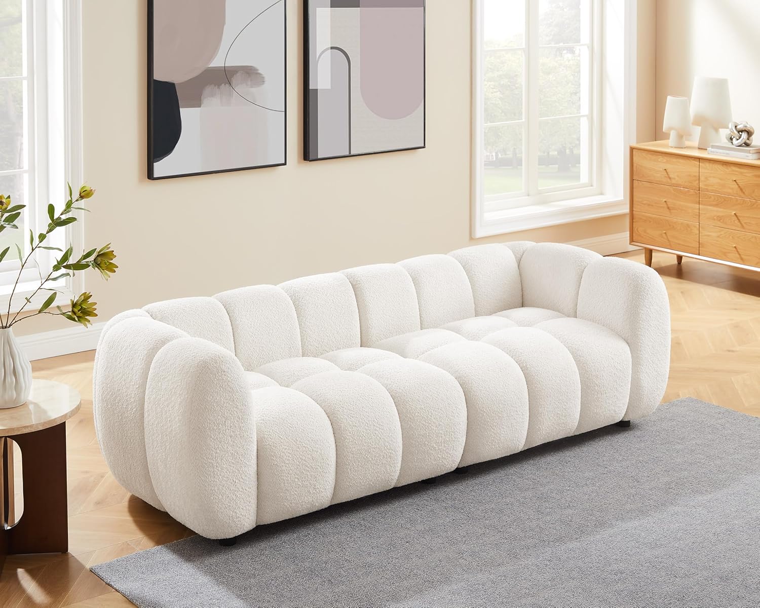 88" Oversized Boucle Sofa Modern Tufted Cloud Couch