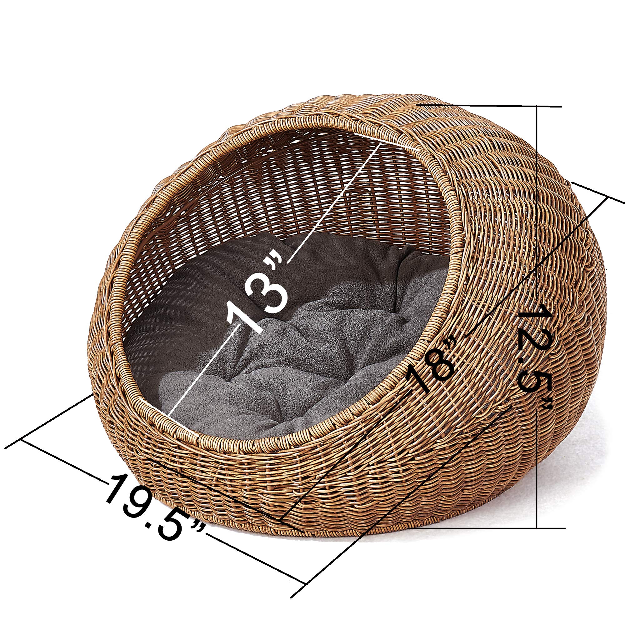Wicker Cat Bed Dome for Medium Indoor Cats