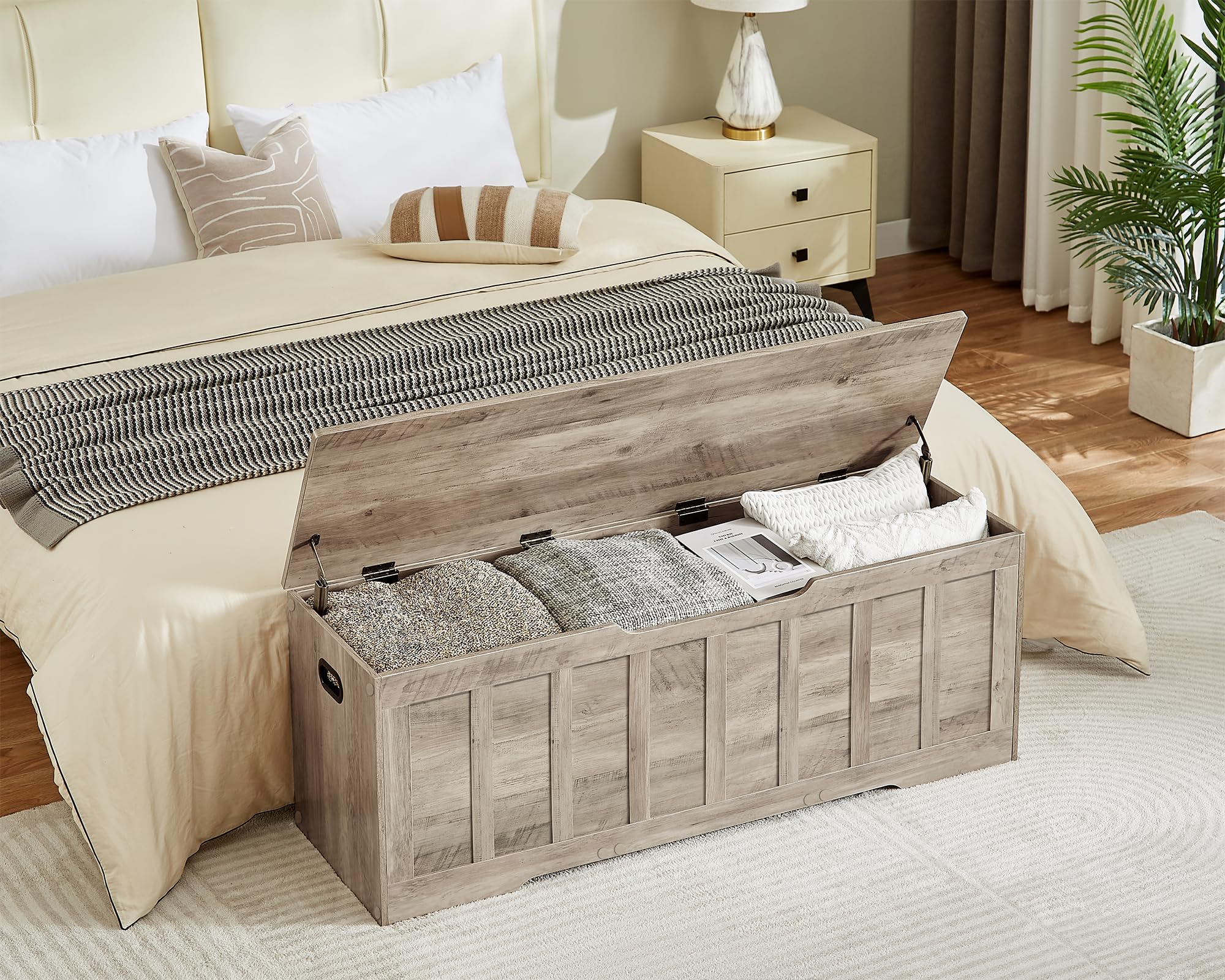 Extra Large Storage Bench with Safety Hinges