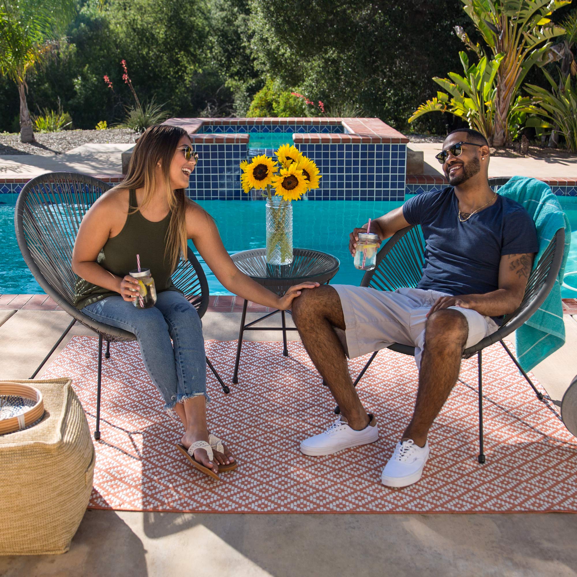 3-Piece Acapulco Patio Bistro Set with Glass Table