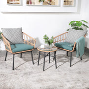 3 Piece Patio Bistro Set with Tempered Glass Table