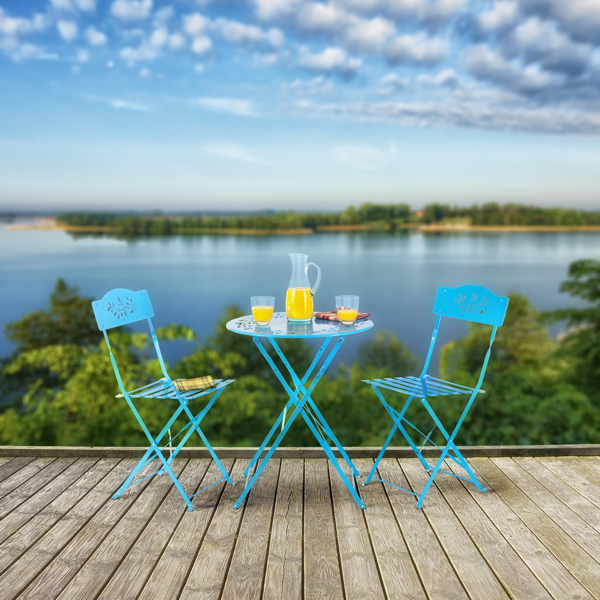 3-Piece Folding Bistro Set with Table and 2 Chairs