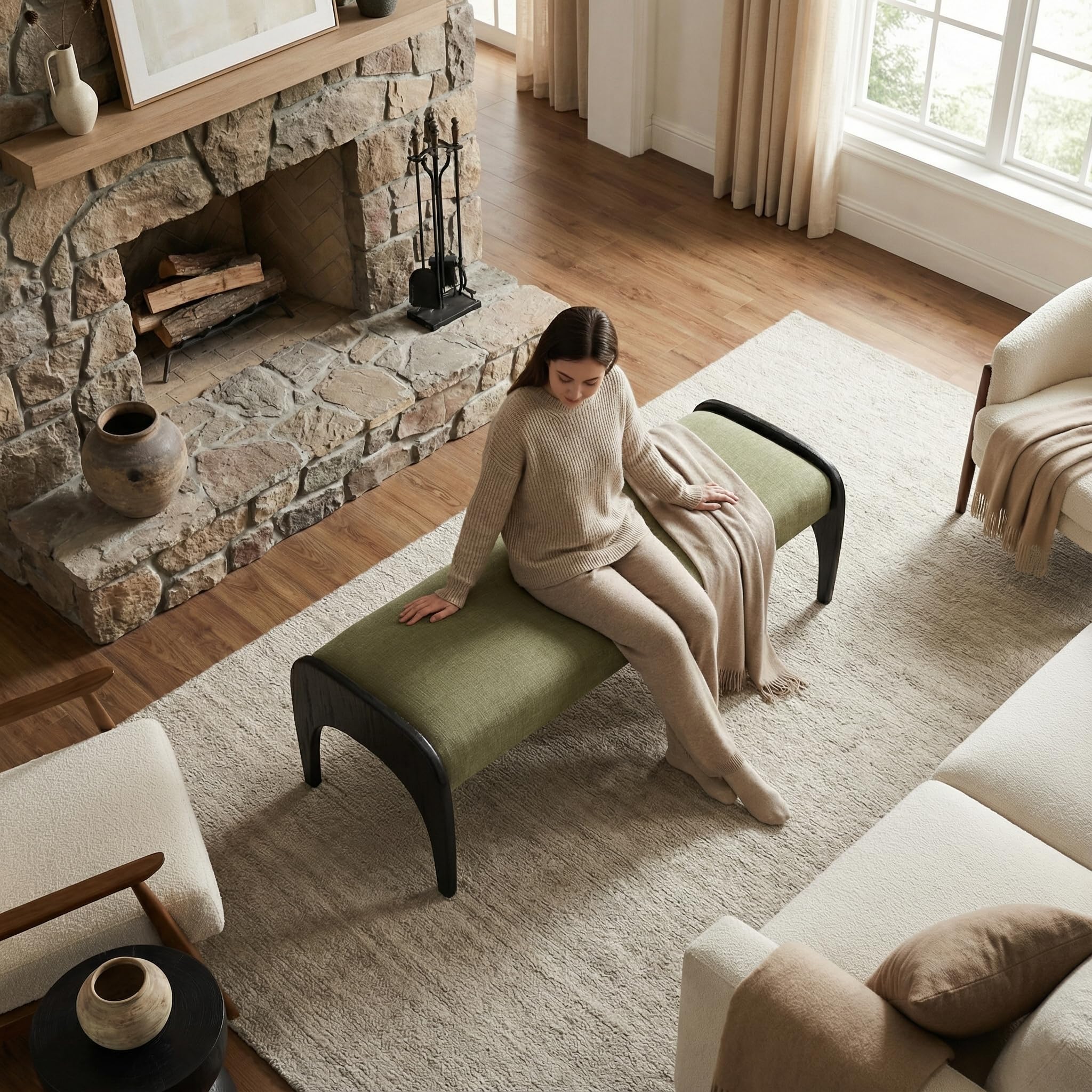 Extra Long 51-Inch Upholstered Storage Bench