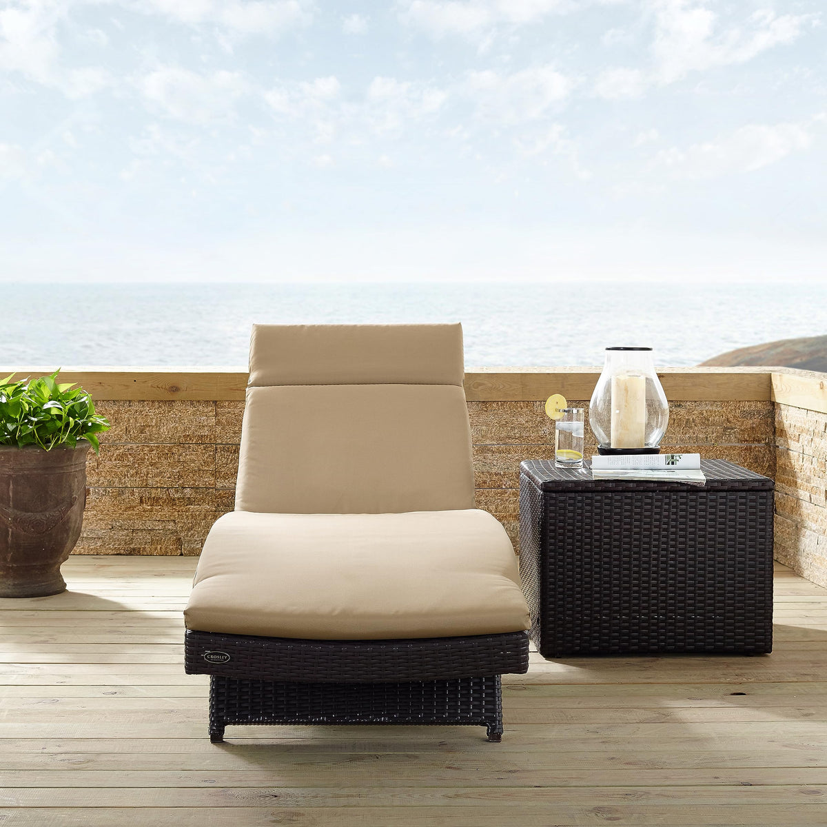 Biscayne Reclining Wicker Outdoor Chaise Lounge Chair