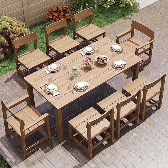 7 Piece Outdoor Patio Dining Set with Umbrella Hole