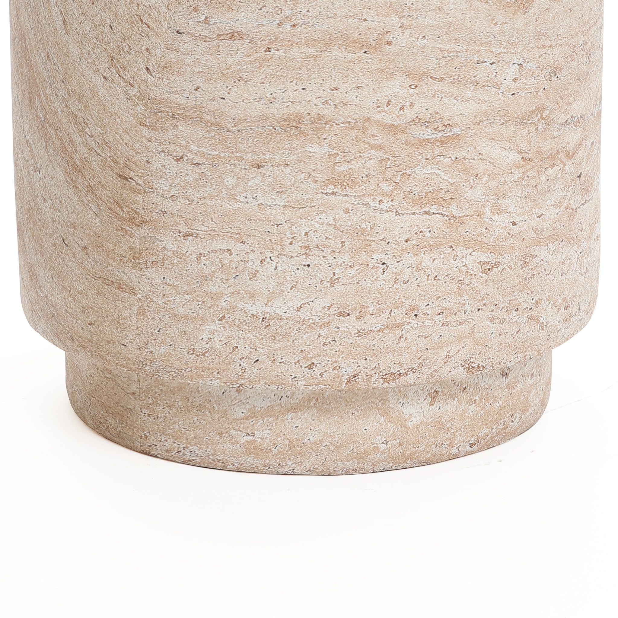 18" Round Travertine-Style Outdoor Side Table