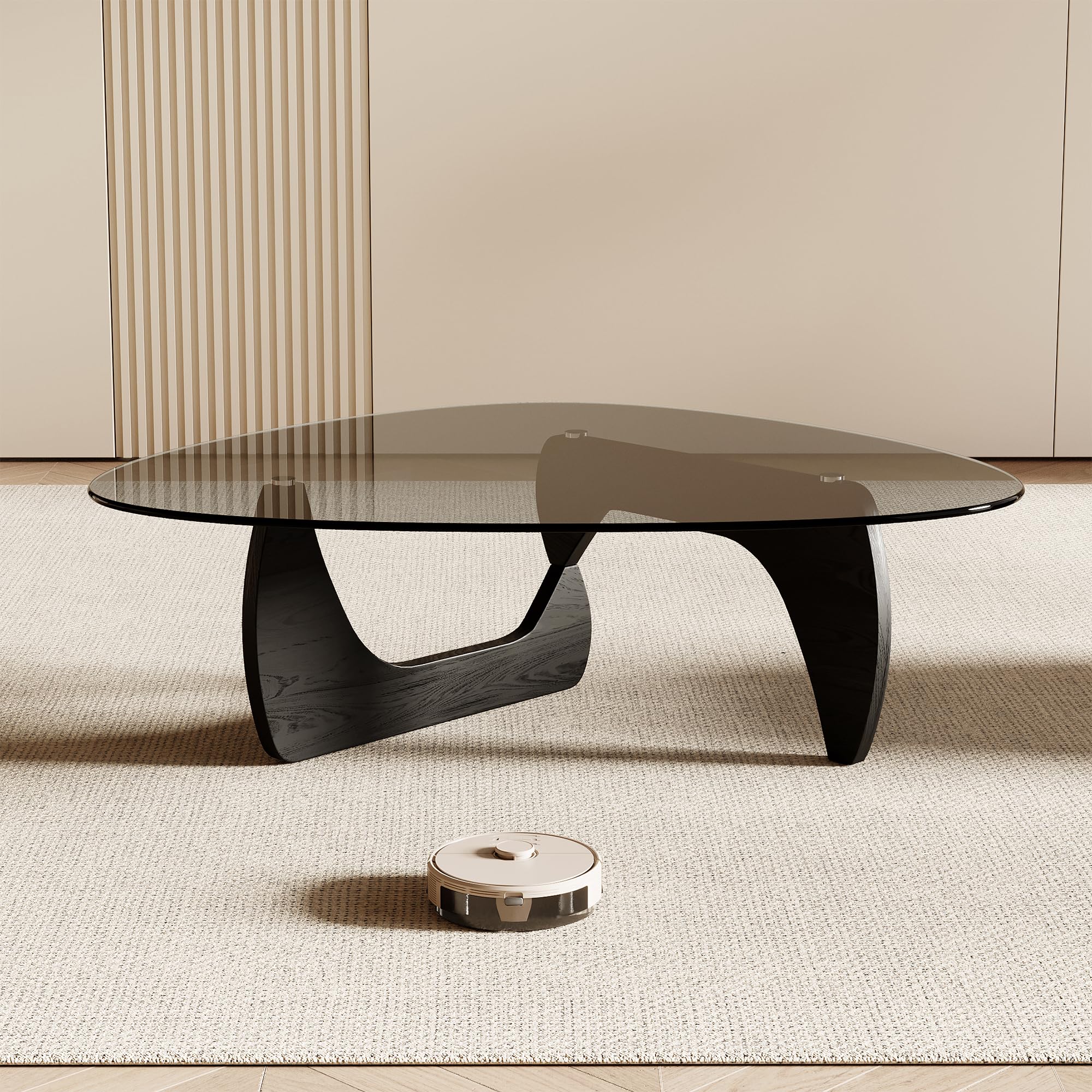 Modern Triangle Coffee Table with Tempered Glass Top