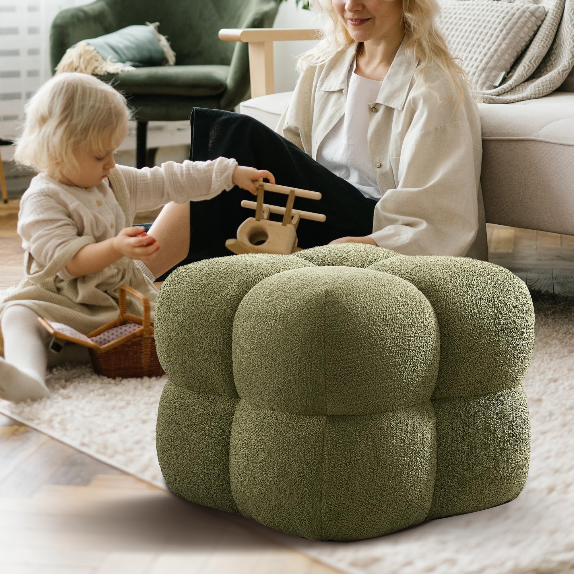 Square Pouf Ottoman Footstool