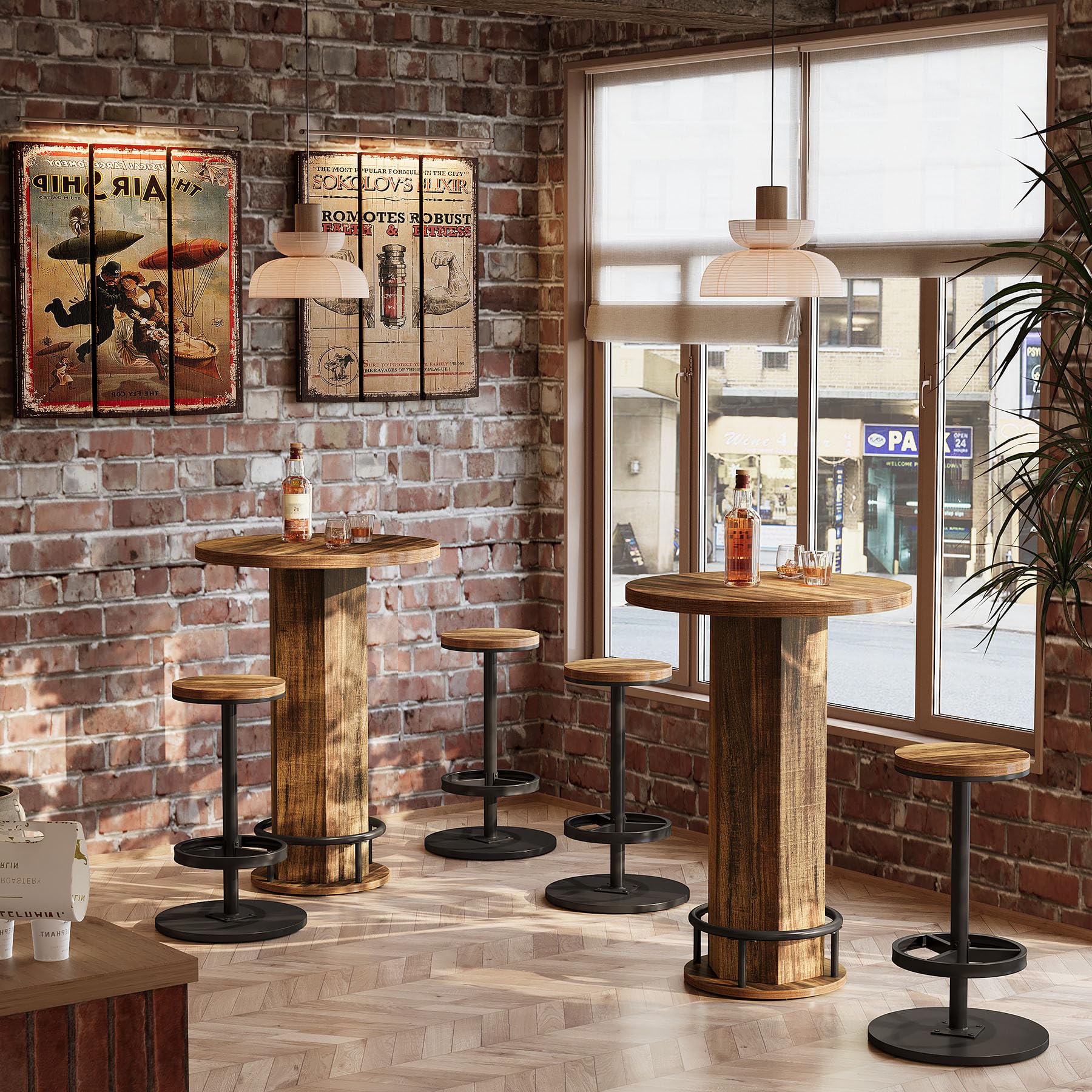 3-Piece Round Dining Table Set with 2 Chairs