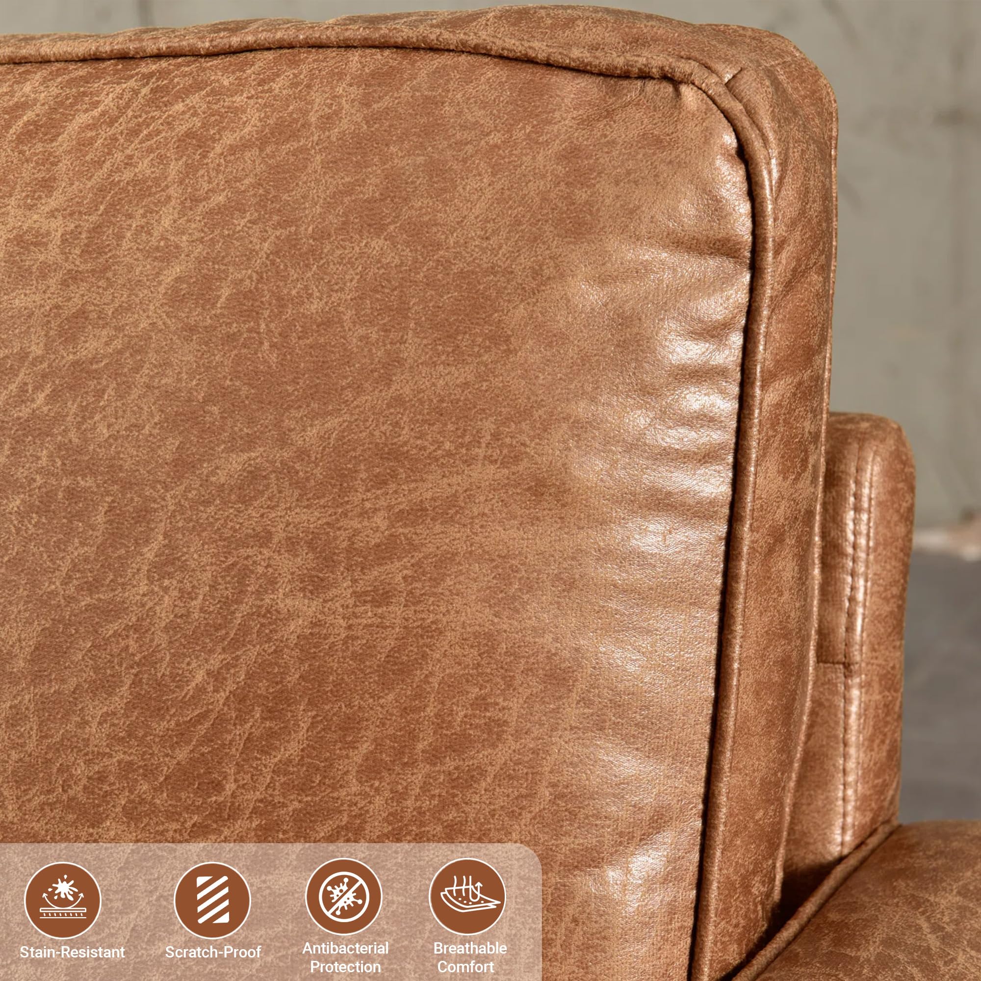 70" Mid-Century Faux Leather Loveseat