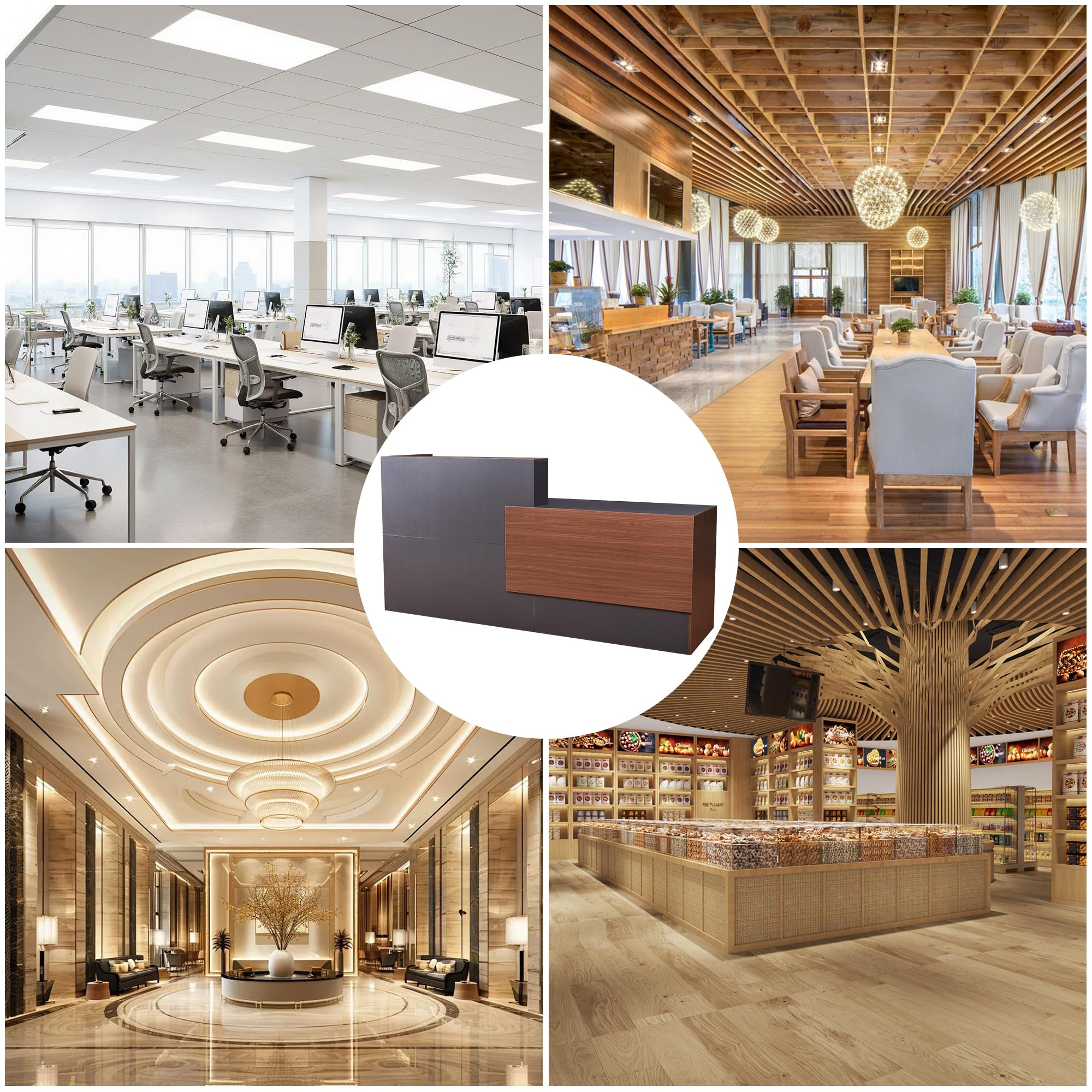 Modern Reception Desk with Lockable Drawer and Keyboard Tray