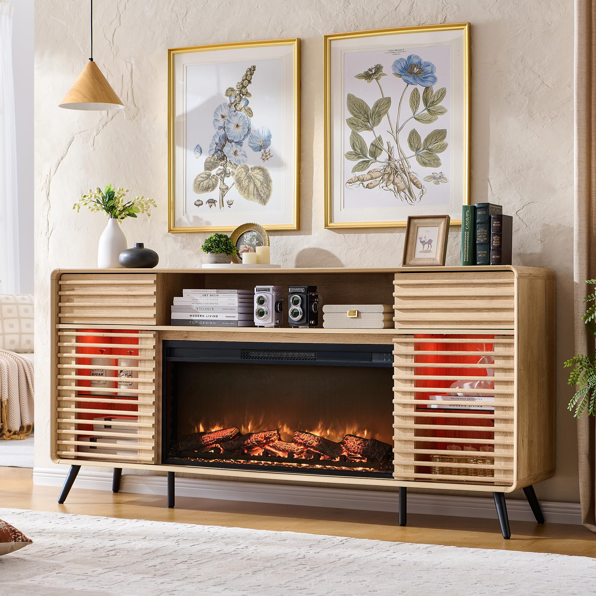 70" Fireplace TV Stand with Electric Fireplace