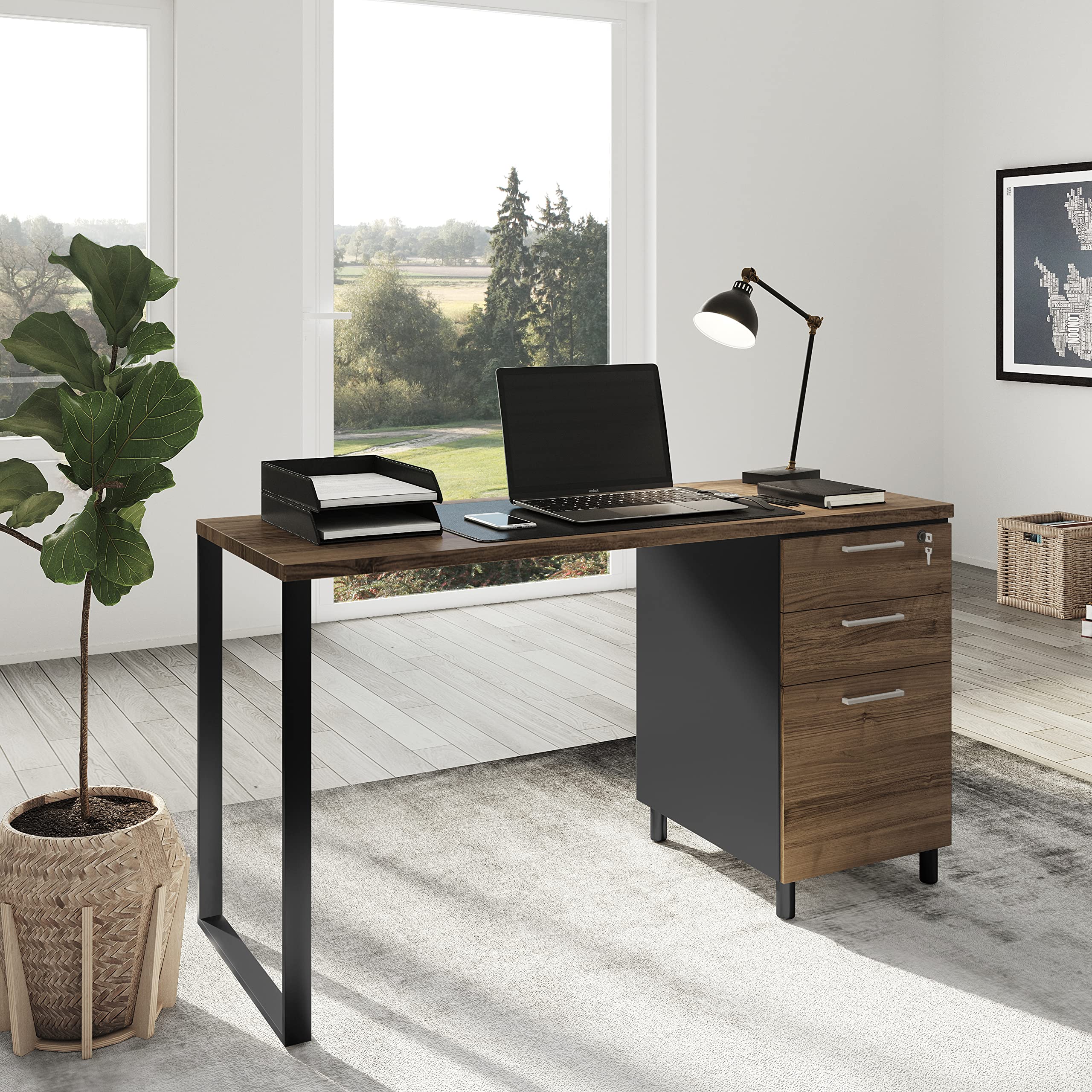 Milano Office Computer Desk with 3 Locking Drawers