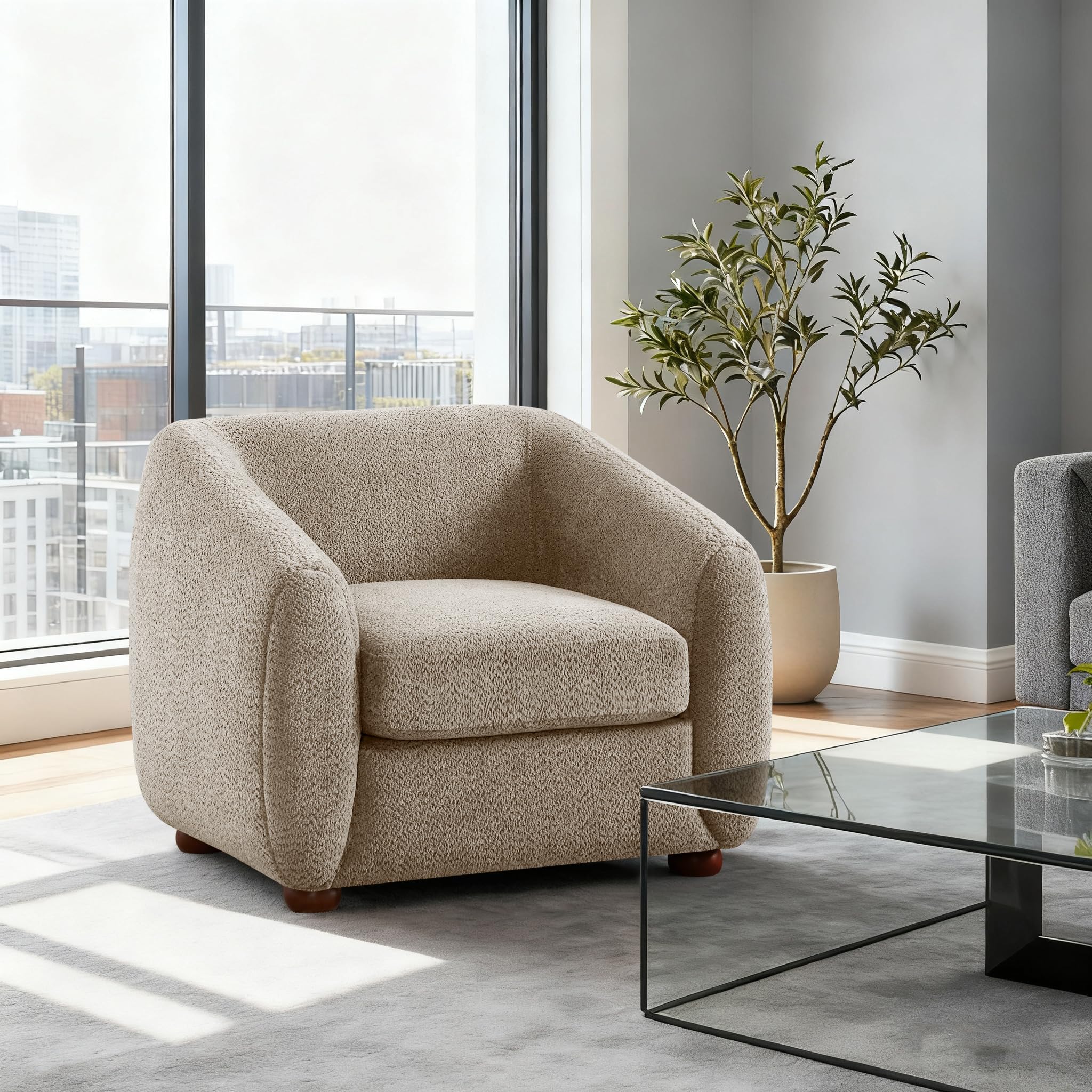 Oversized Sherpa Accent Chair with Cushion