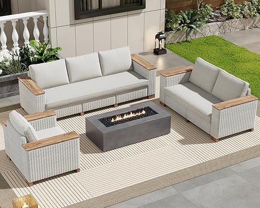 4 Piece Outdoor Patio Rattan Wicker Sofa Set with Washable Cushions