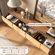 9 Drawer Dresser 65 Inch Wide Modern Chest Solid Wood Fronts