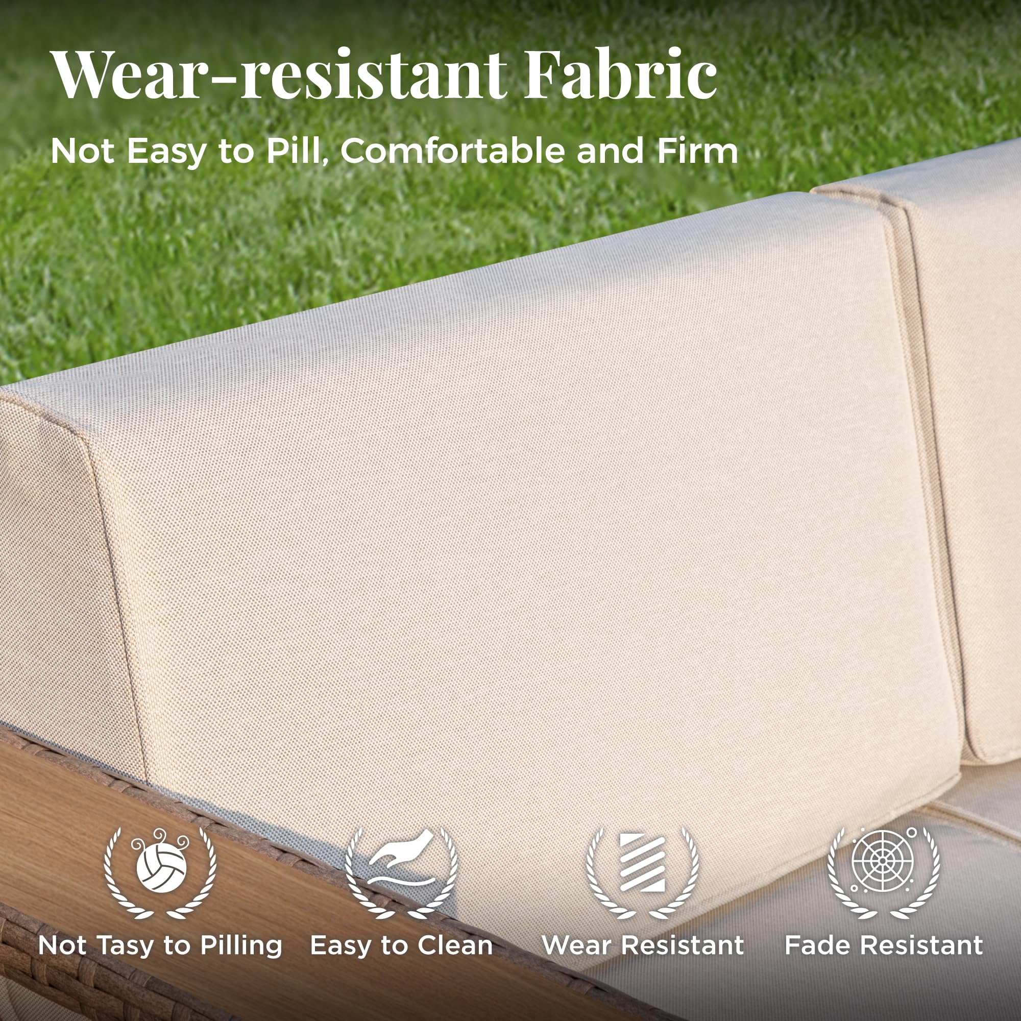 MIXPATIO Outdoor Patio Furniture Set, 6 Piece Outdoor Rattan Wicker Sofa Couch Set, Sectional Outdoor Conversation Sets with 10" Extra Thick Cushions for Deck Backyard Lawn