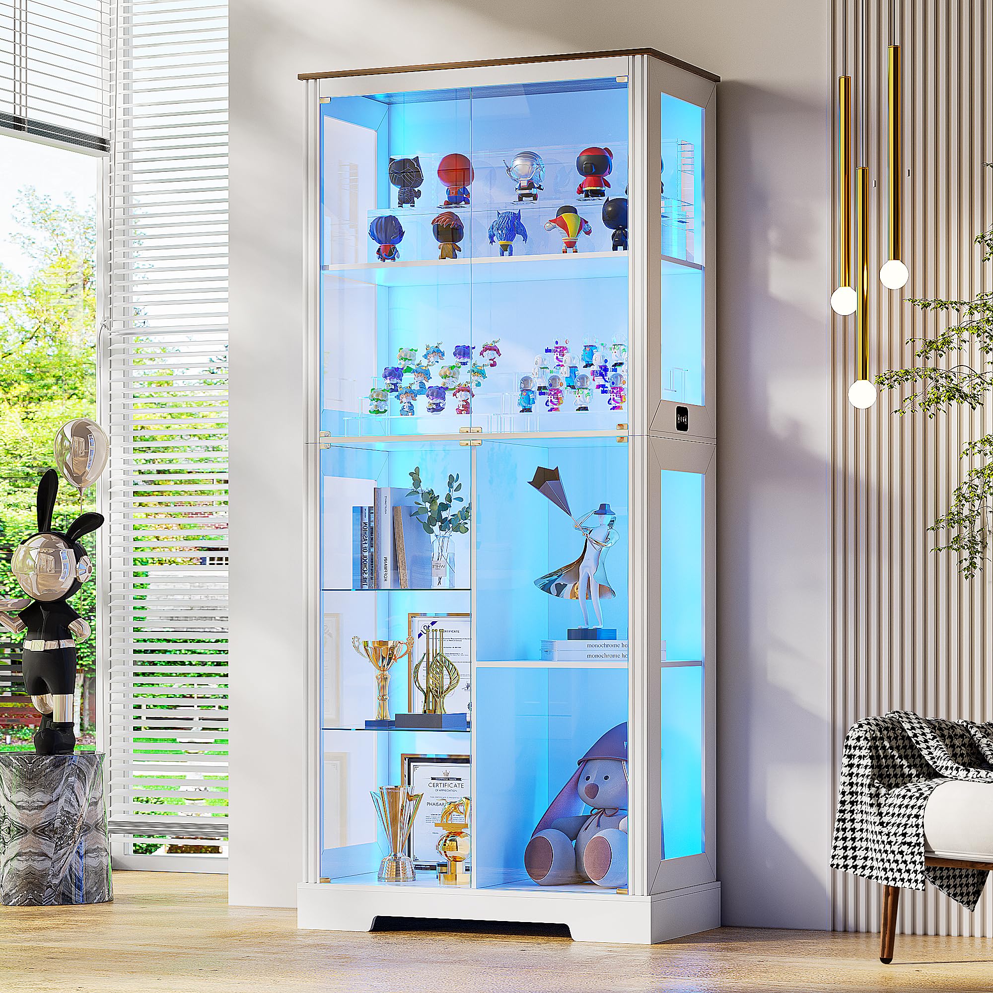 Display Cabinet with LED Lights and Glass Doors