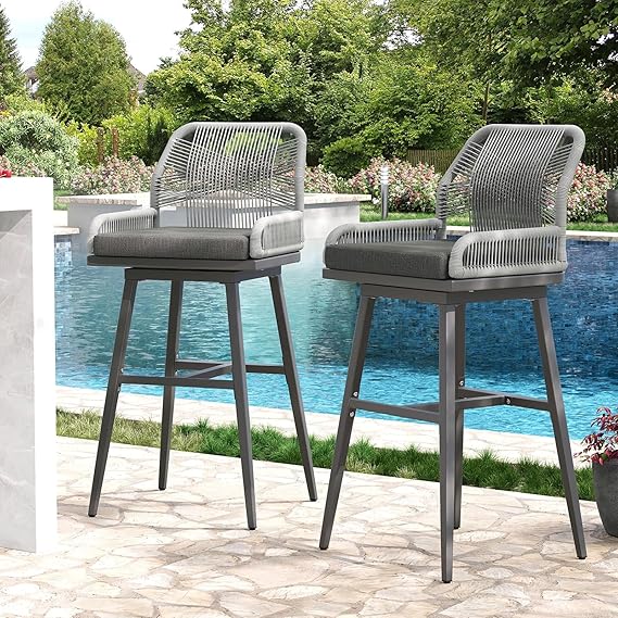 Outdoor Swivel Bar Stools Set of 4 - 30" Height