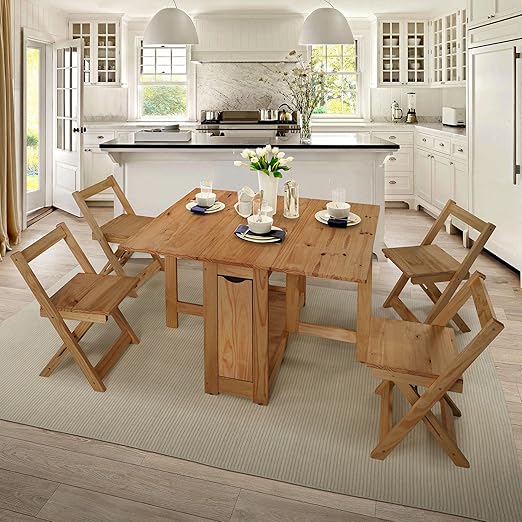 Santos Butterfly Dining Set with 4 Foldable Chairs