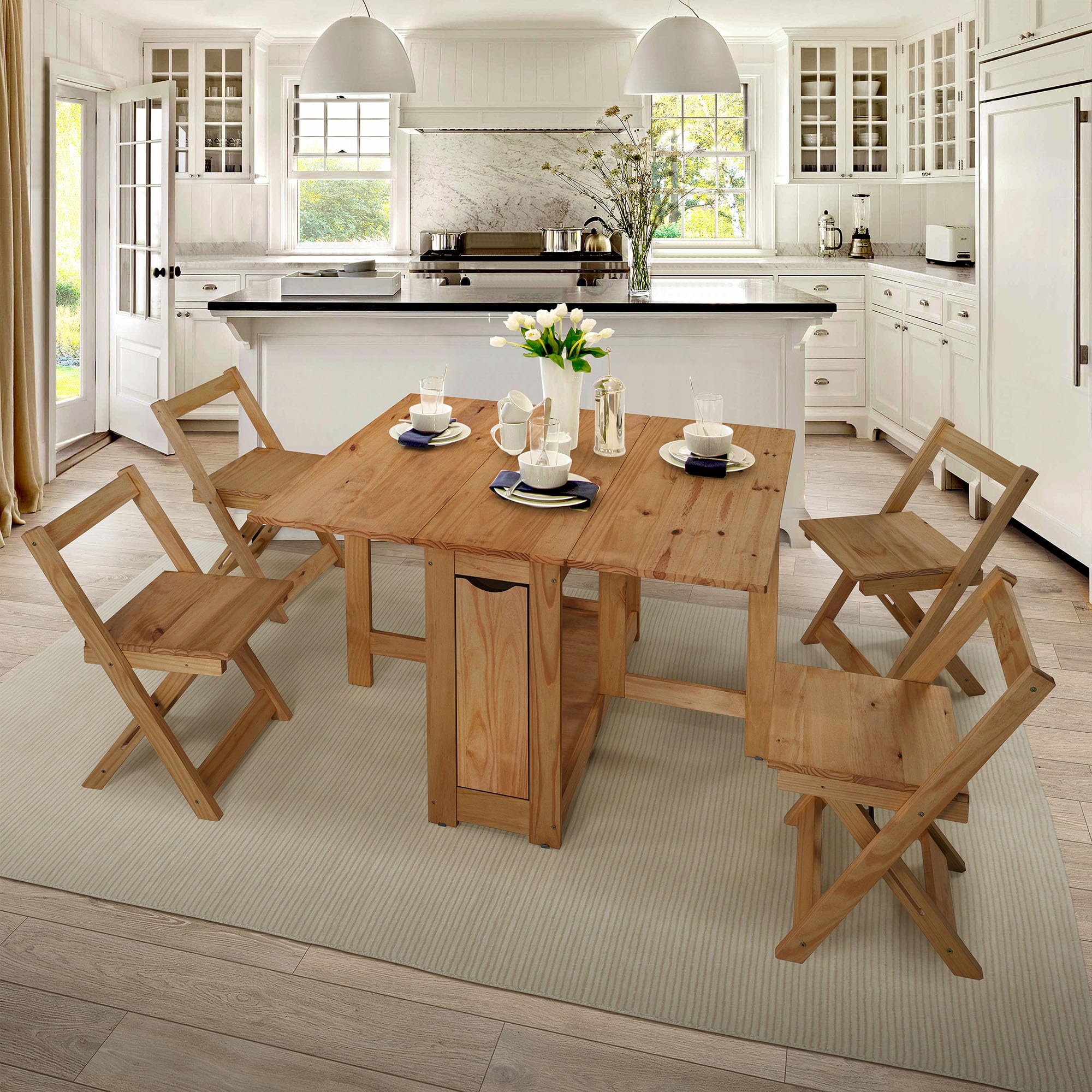 Santos Butterfly Dining Set with 4 Foldable Chairs