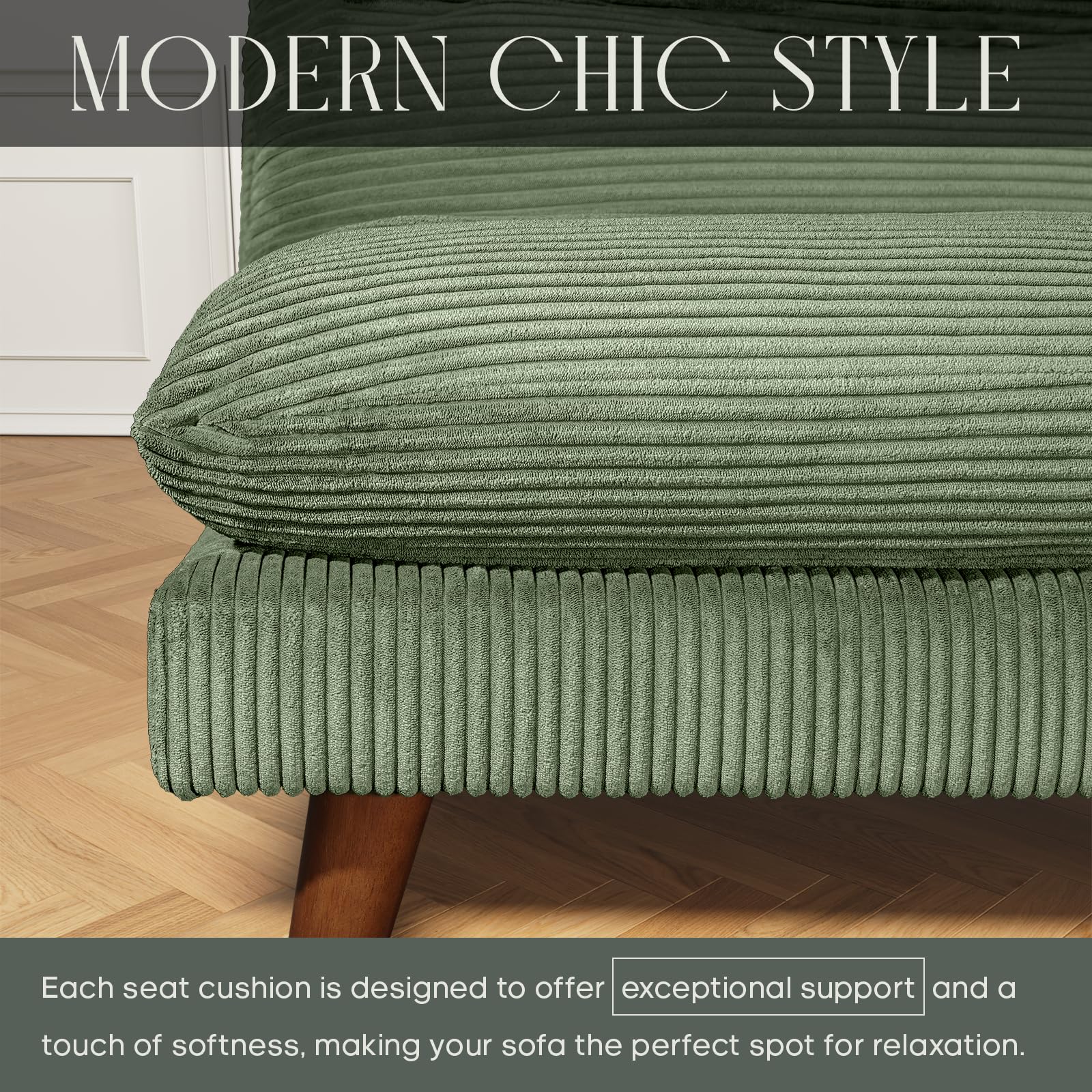 Convertible Futon Sofa Bed with Adjustable Backrest - 69 Inch Corduroy Sleeper Couch