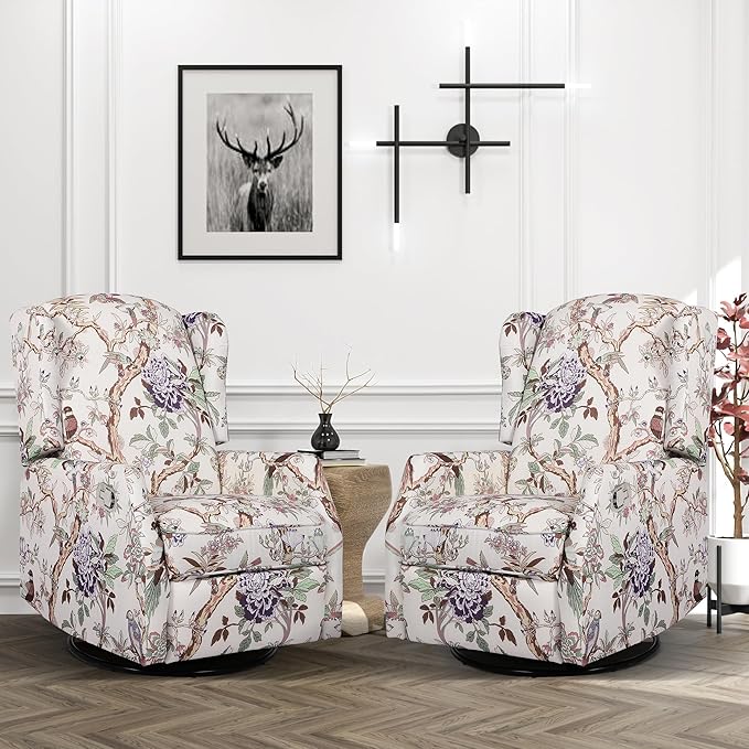 Swivel Wingback Rocking Recliner Chair Set of 2