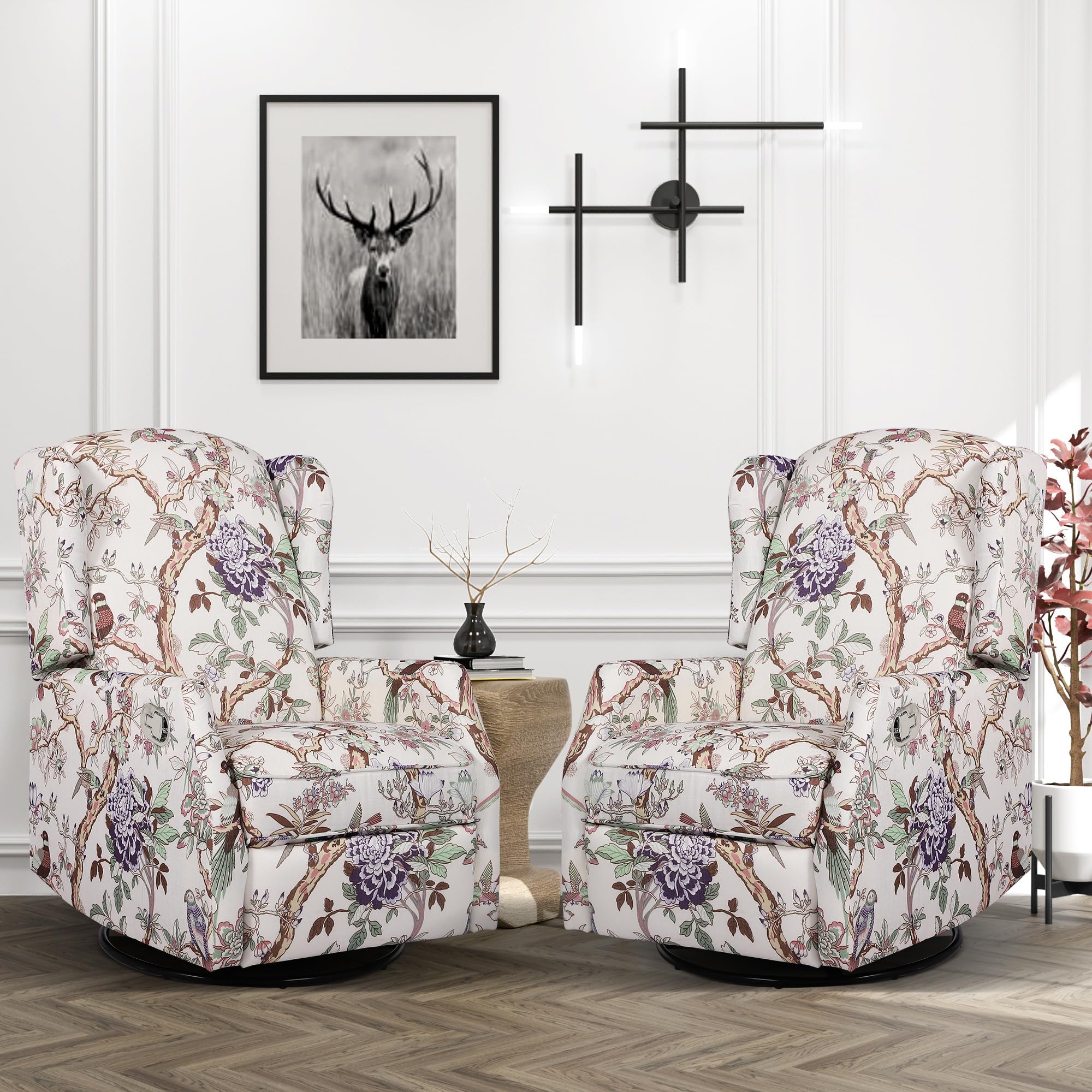Swivel Wingback Rocking Recliner Chair Set of 2