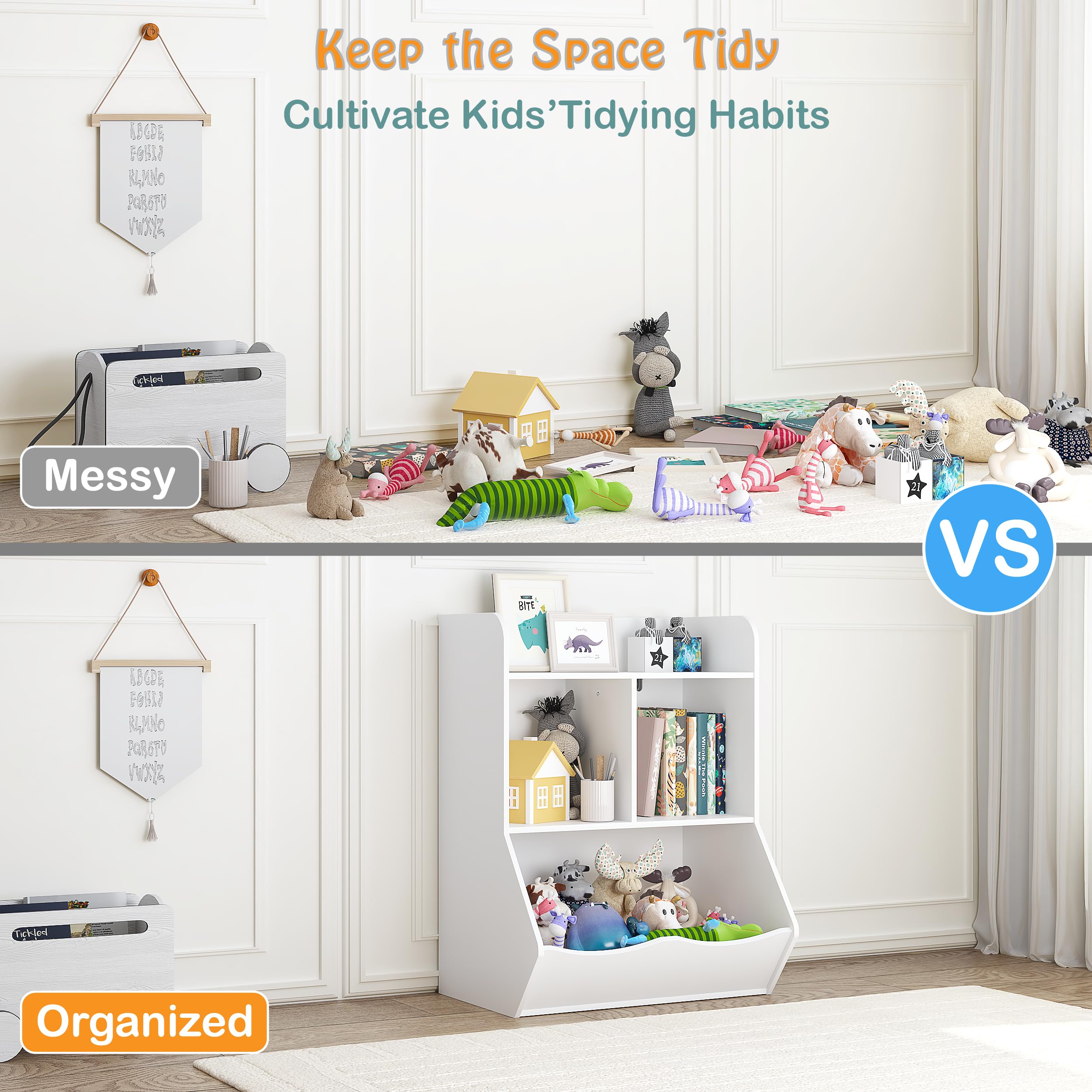 Kids Bookshelf and Toy Storage Organizer White