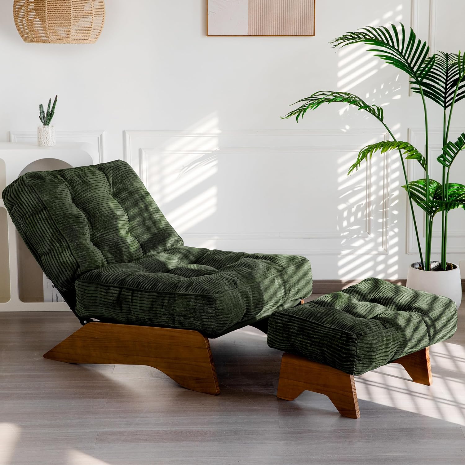 Adjustable Backrest Accent Chair with Ottoman