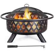 36-Inch Outdoor Wood Burning Fire Pit with Screen and Cover