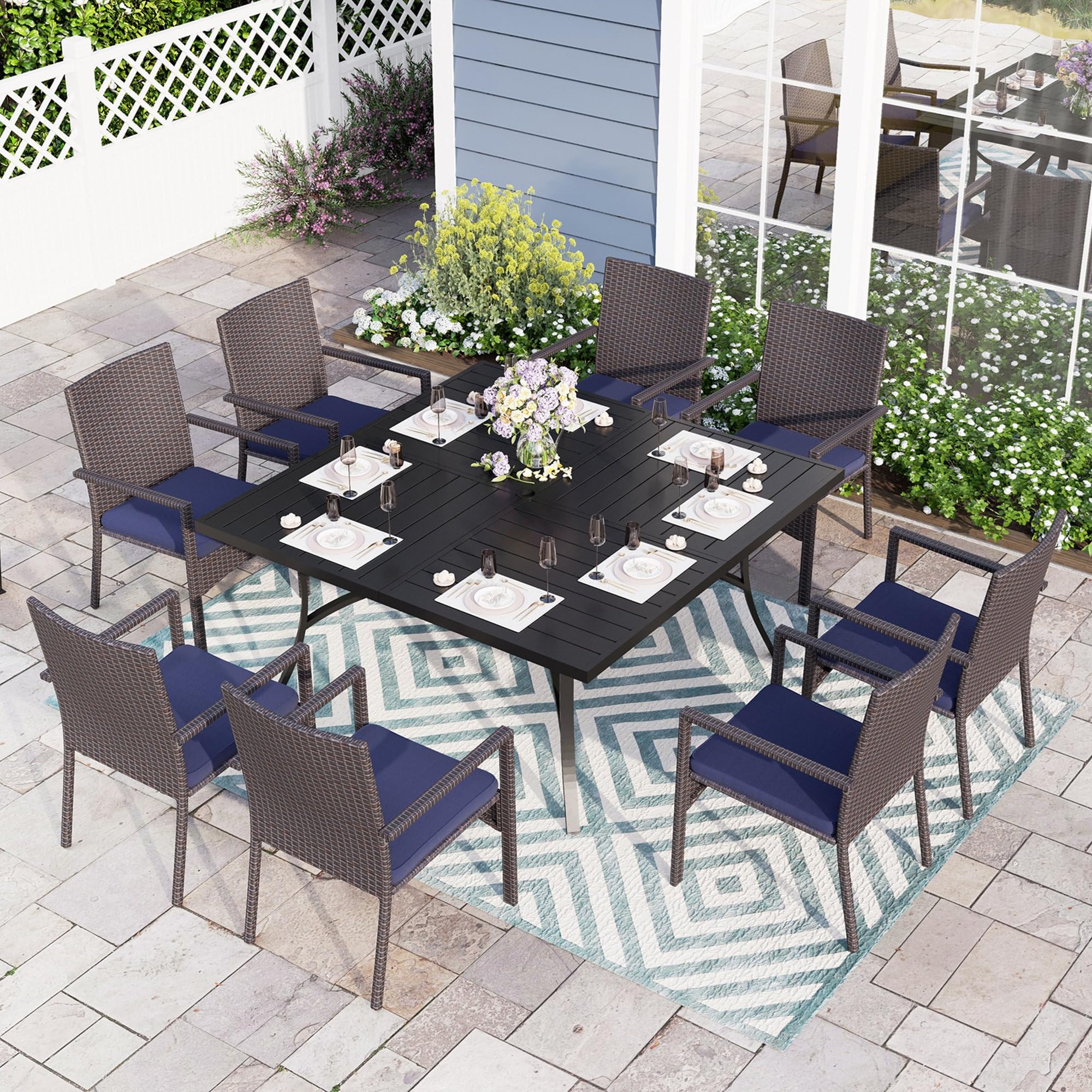 Large Outdoor Square Dining Table for 8