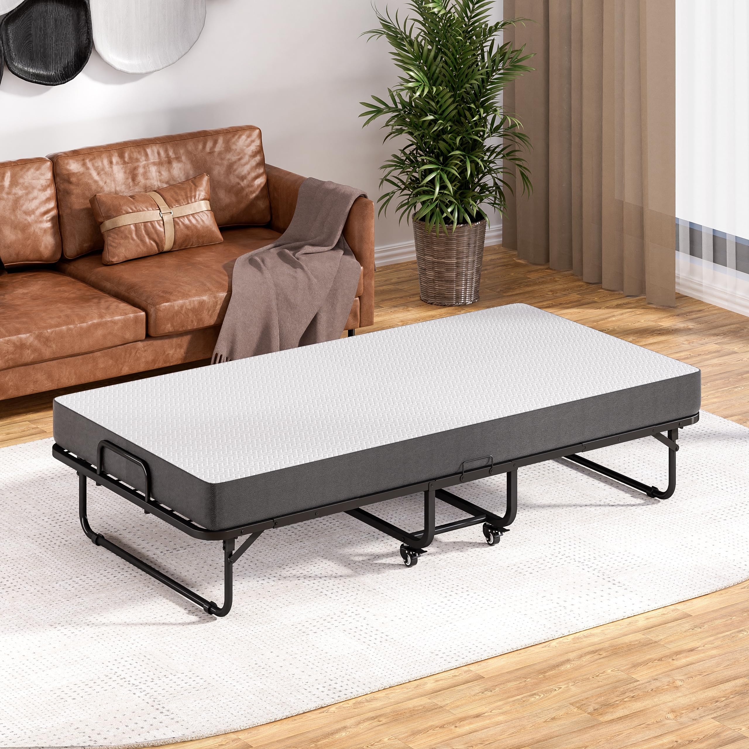 Twin Folding Bed with 5" Memory Foam Mattress