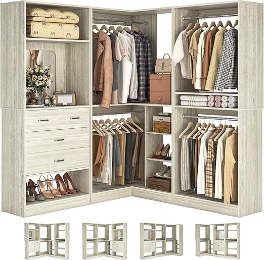 86" Corner Closet System with Mirror