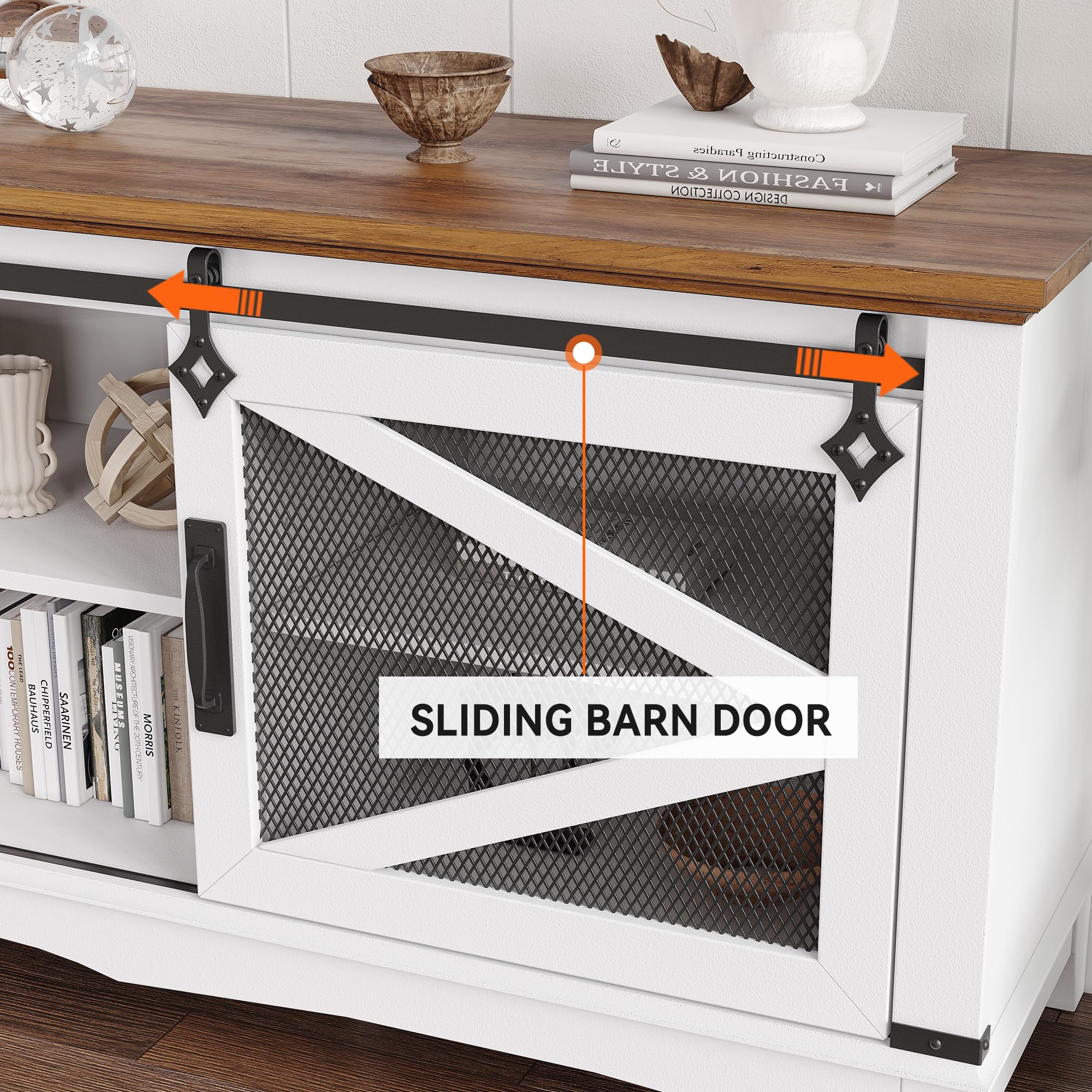 Modern TV Stand 65 Inch Entertainment Center with Sliding Barn Doors