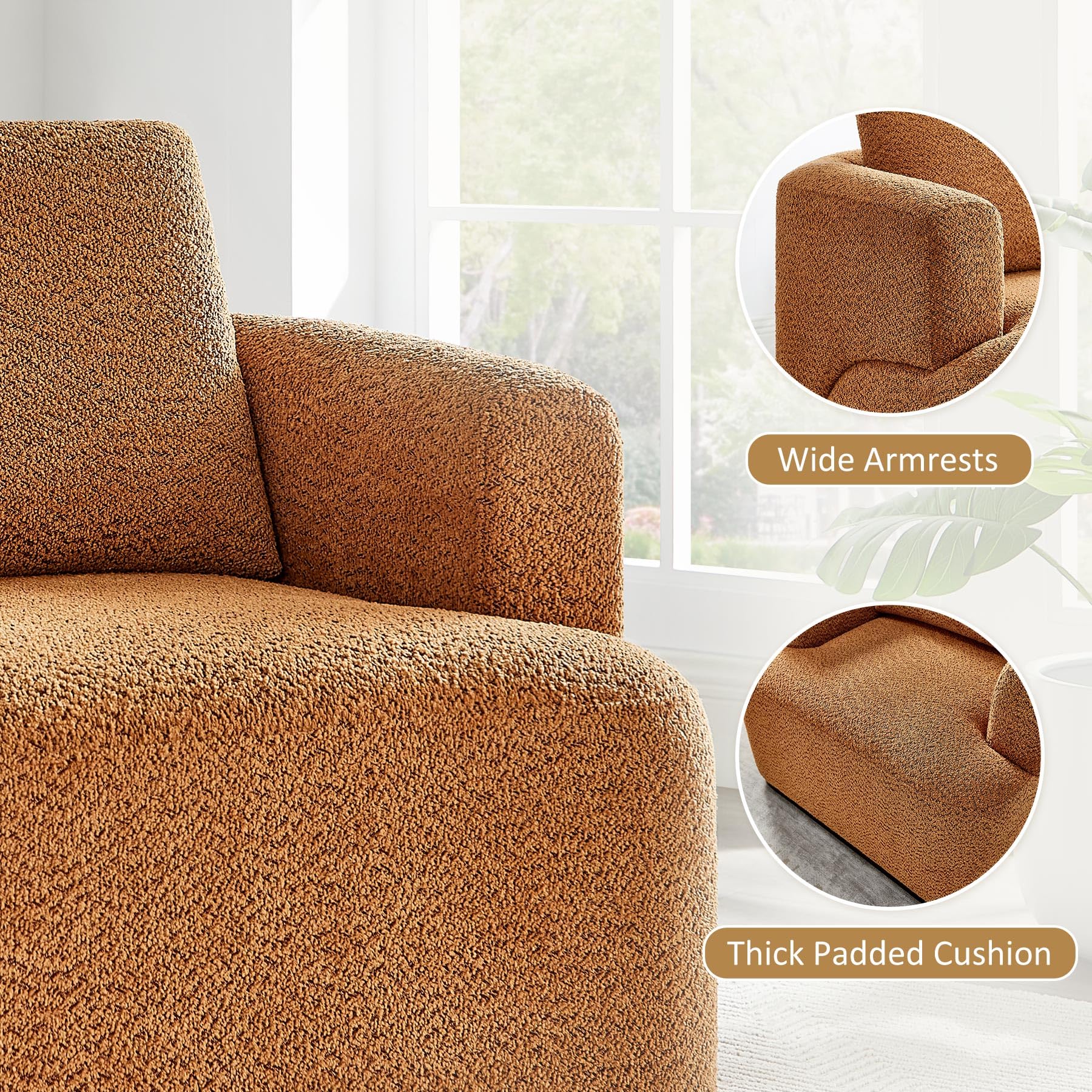 Oversized Boucle Accent Chair with Throw Pillow