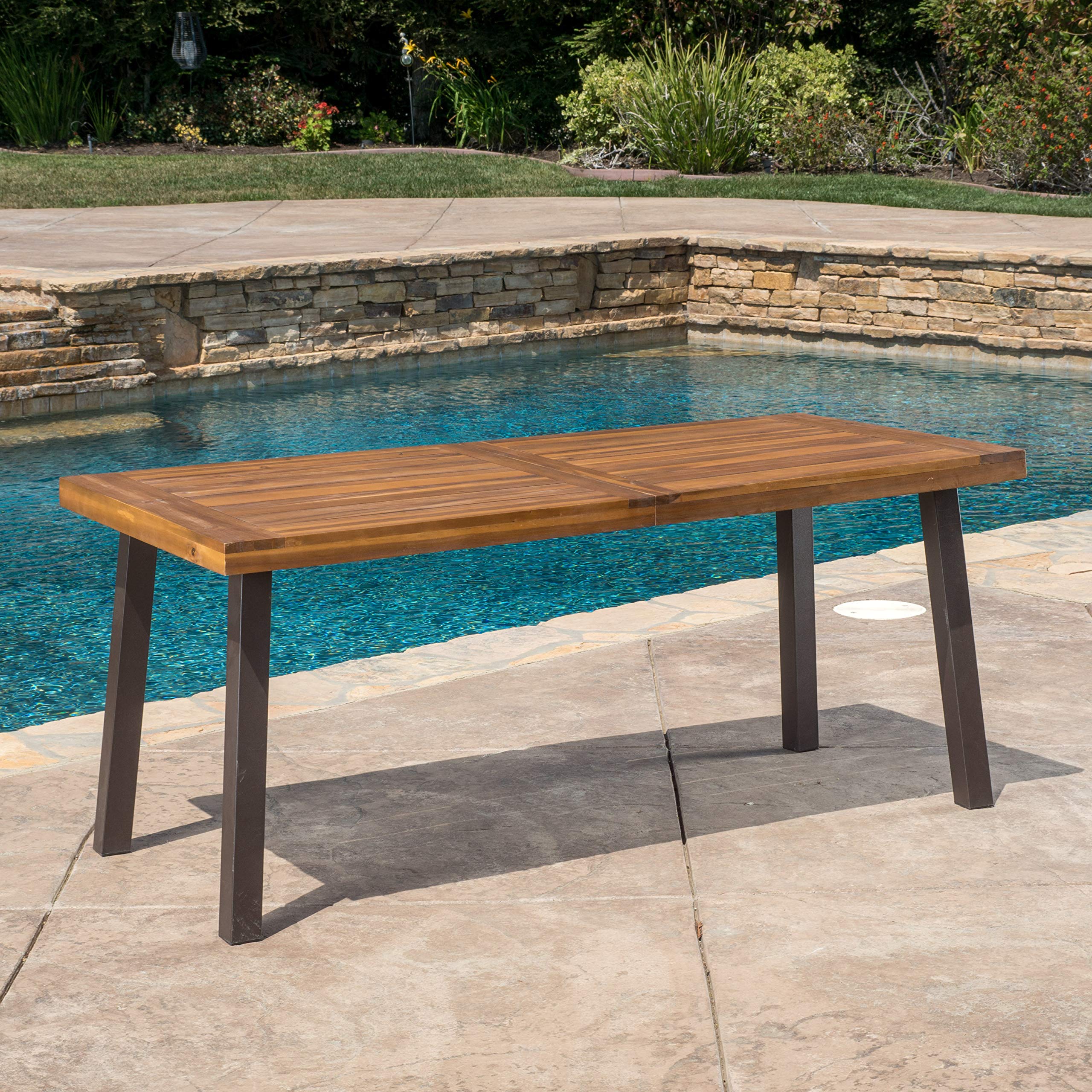 Acacia Wood Outdoor Dining Table with Teak Finish