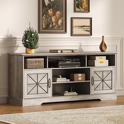 59 Inch TV Stand with RGB LED Lights and Storage Cabinets