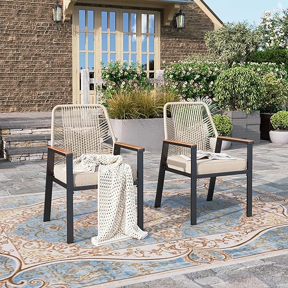 Outdoor Rattan Dining Chairs Set of 4