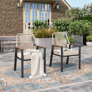 Rattan Dining Chairs Set of 2 - All-Weather Outdoor Patio Seating