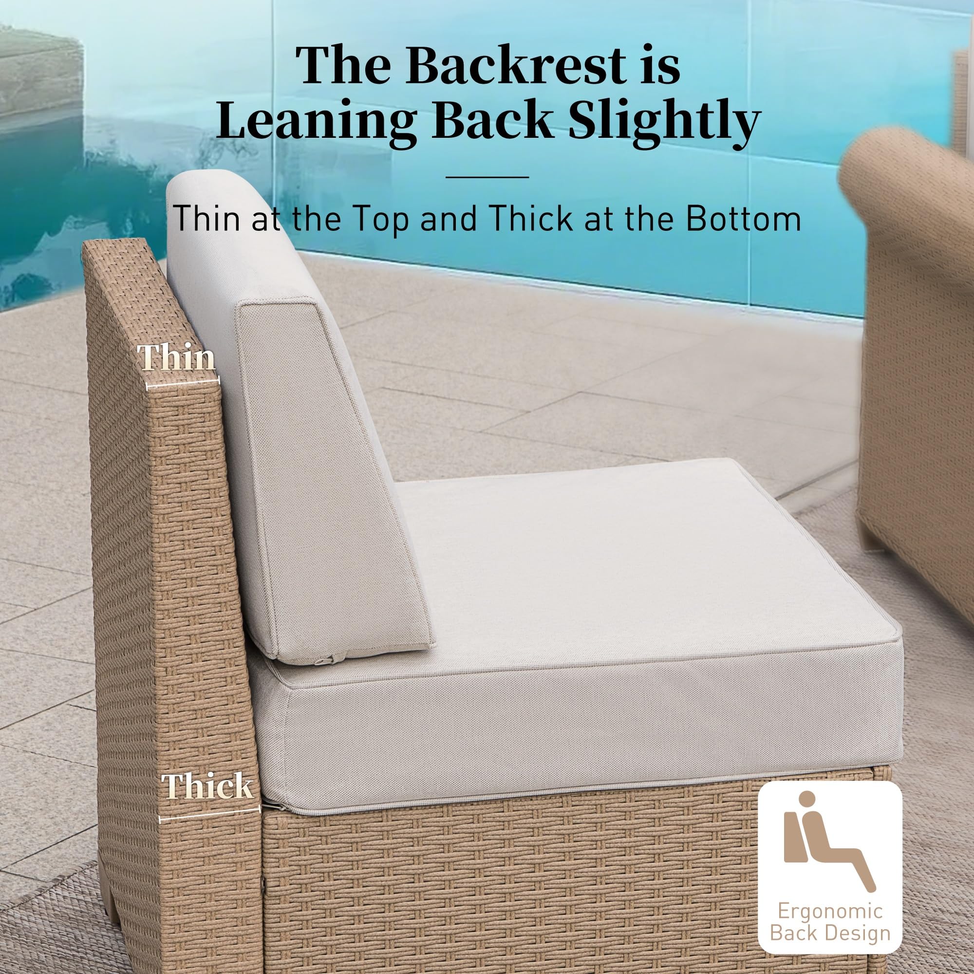 6-Piece Wicker Rattan Sectional Sofa Set with Waterproof Cushions