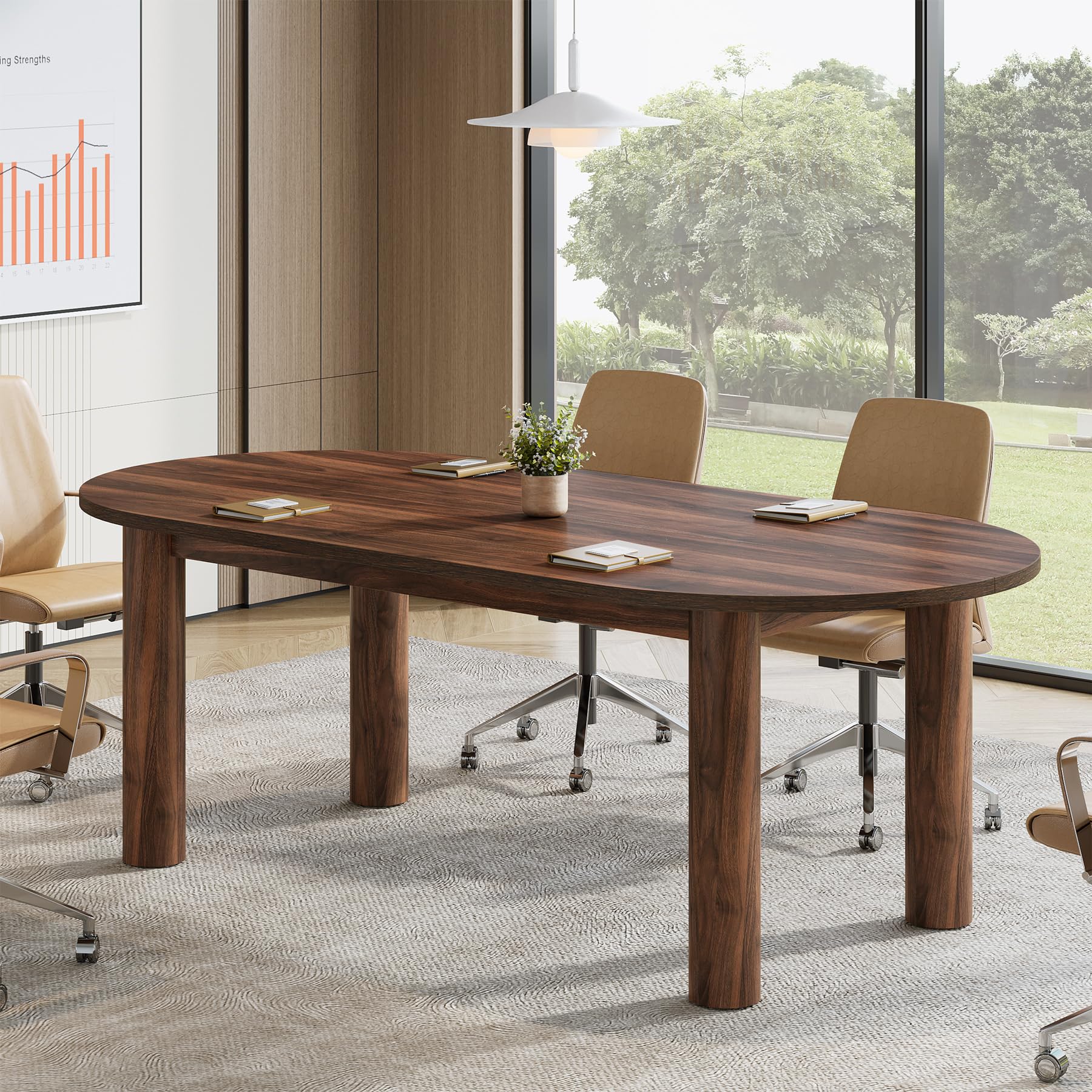 Oval Conference Table 63 Inch Walnut