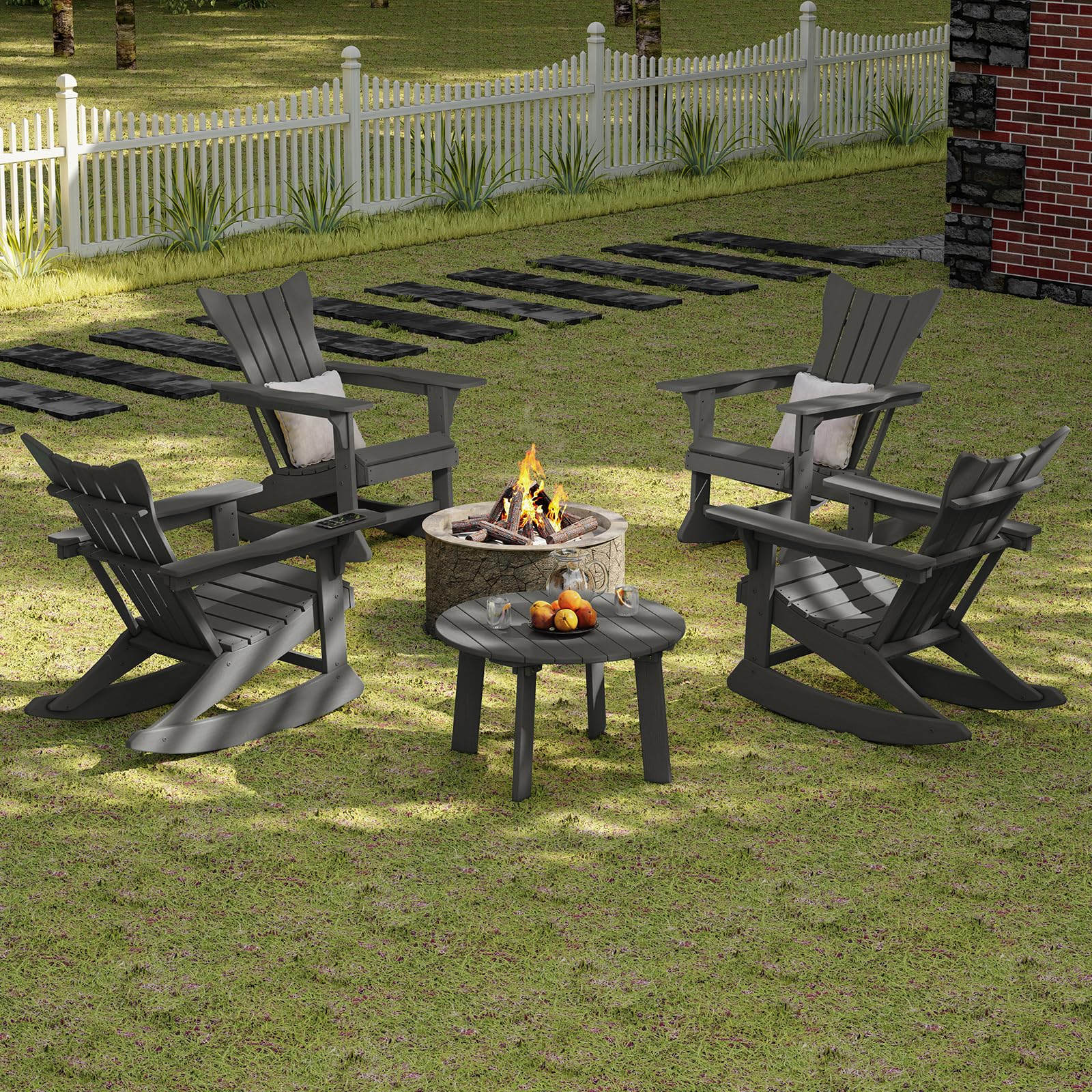 Round Outdoor Coffee Table Grey 31.5 Inch