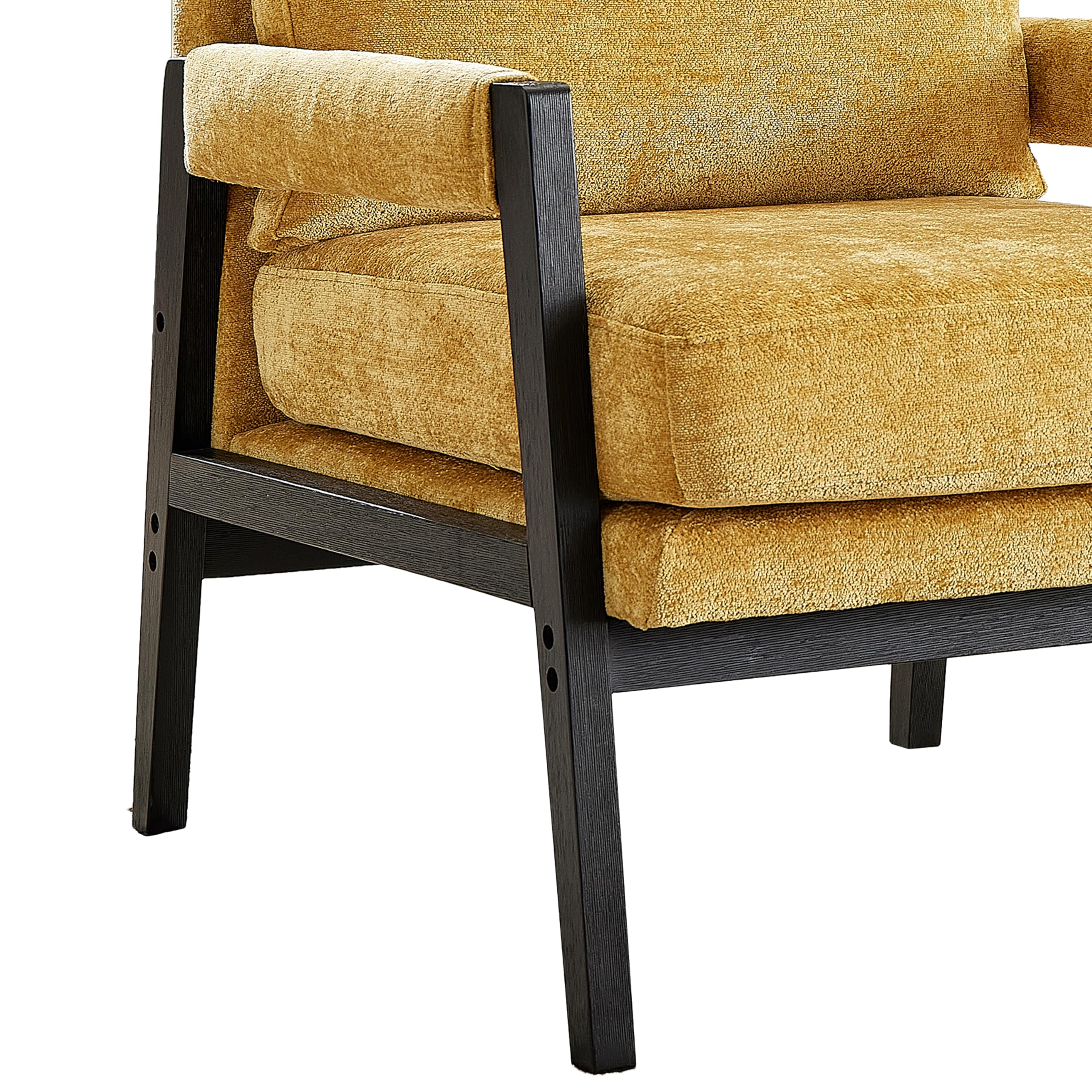 Mid-Century Modern Chenille Accent Armchair Yellow