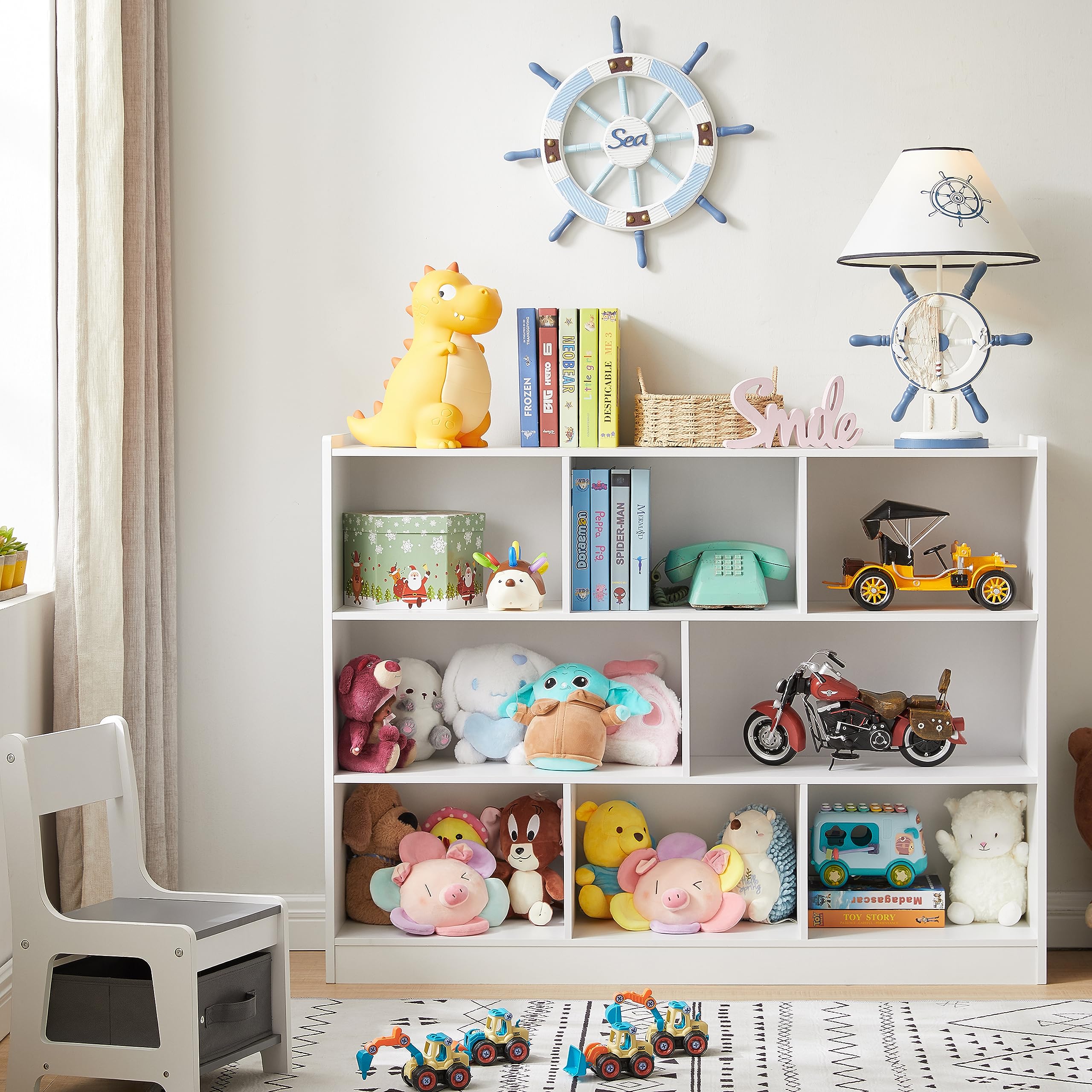3-Tier Bookshelf Storage Cabinet White
