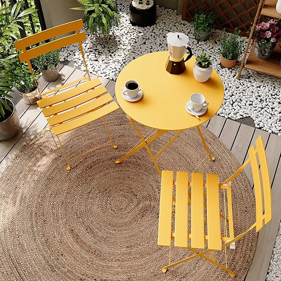 3-Piece Folding Bistro Set with 2 Chairs and Table